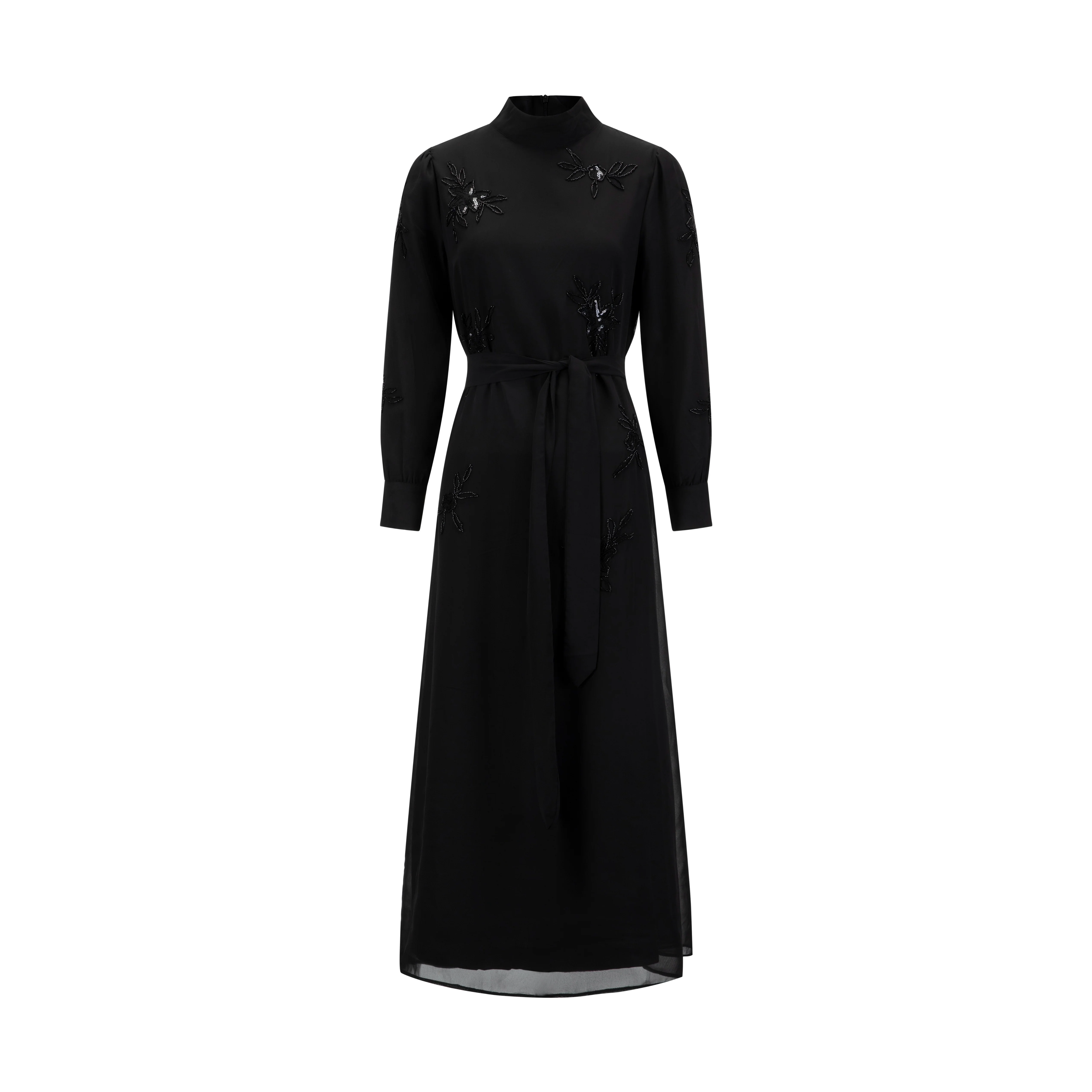 Black Sequin Chiffon Dress - Image 2