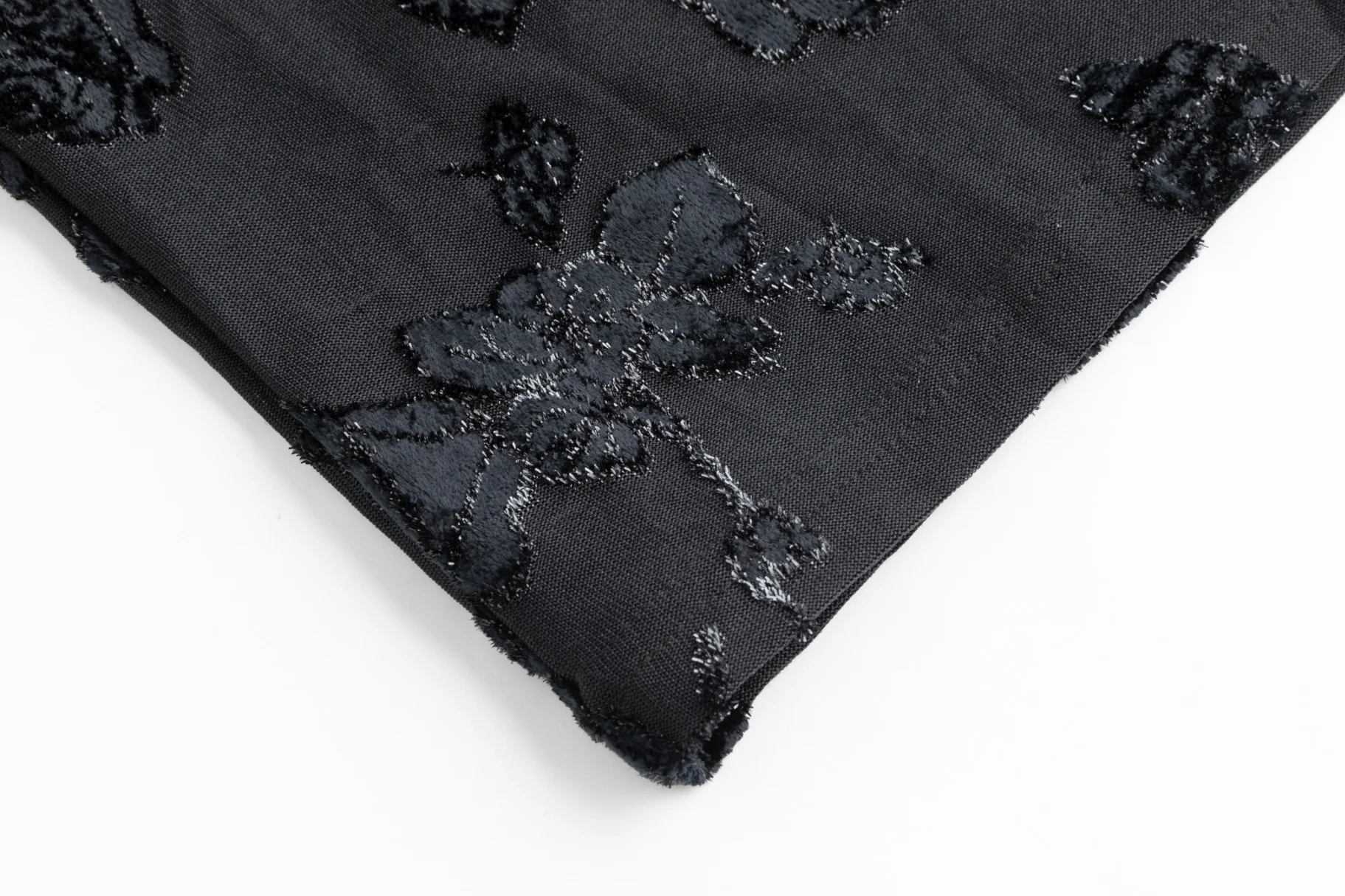 Black Shimmer Cut Velvet Mock Neck Top - Image 5