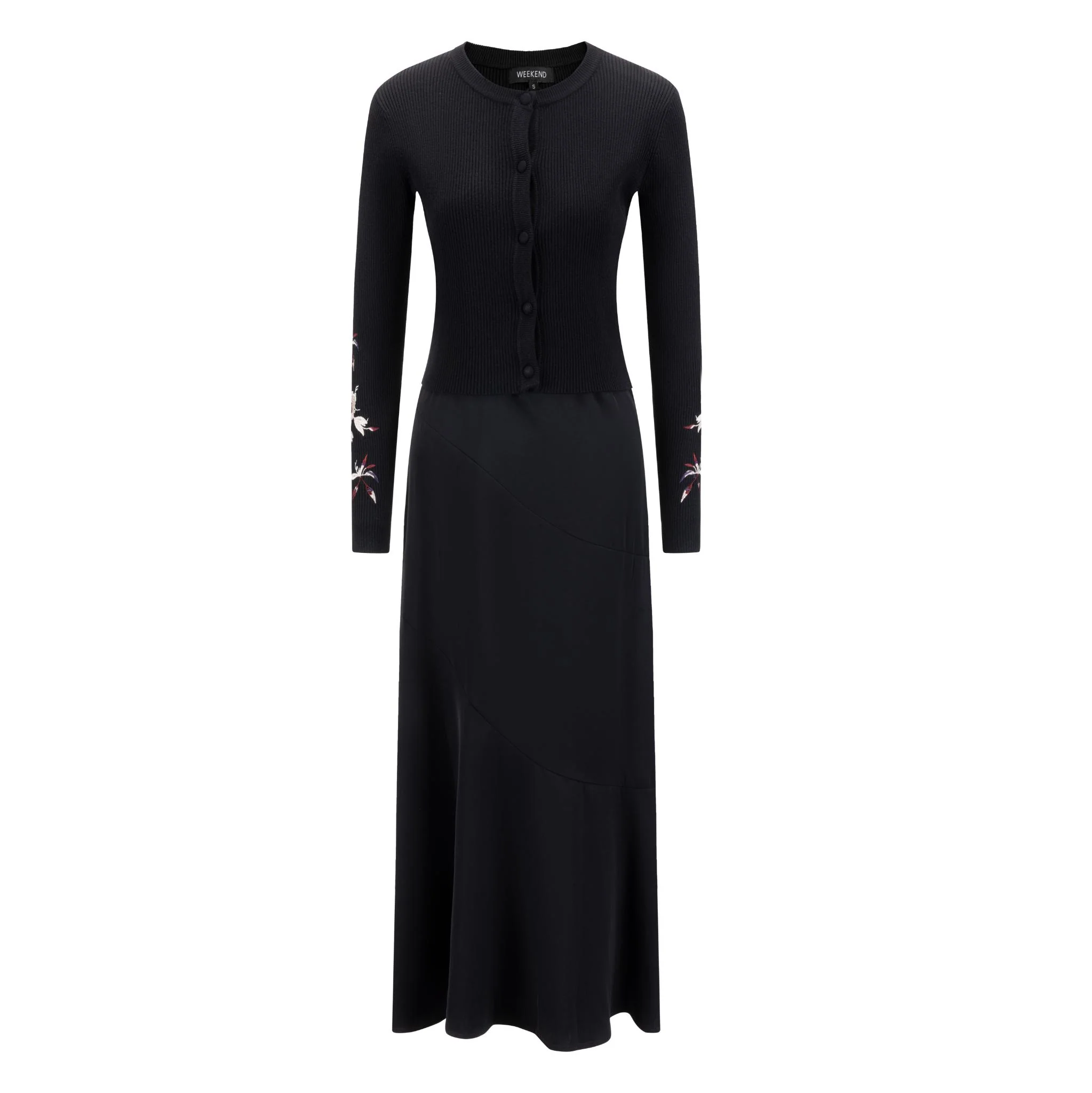 Black Silk Overlay Dress - Image 2