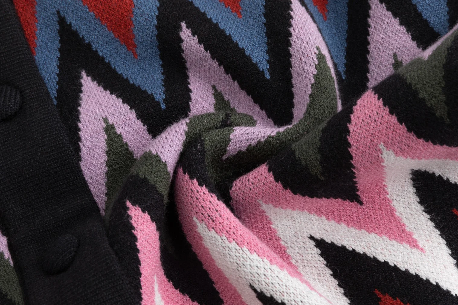 Black Sweater With Multi Colored Zig Zag Print - Image 6