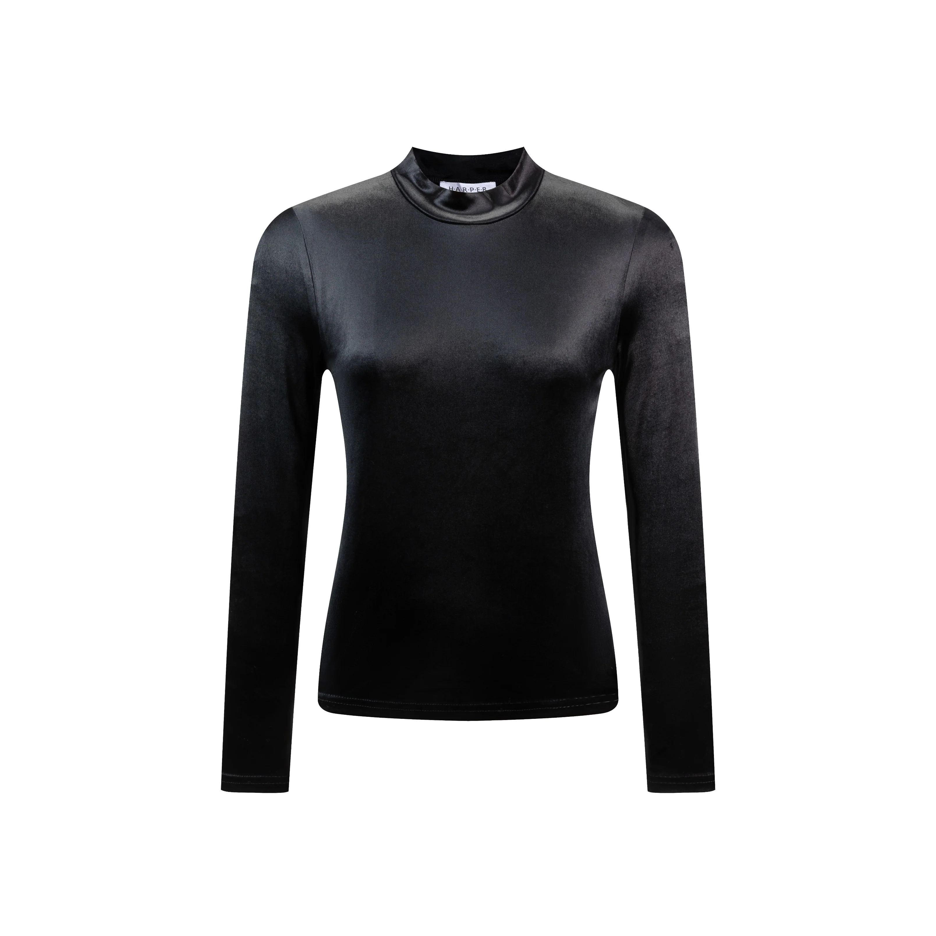 Black Velevet Mock Neck Top - Image 2