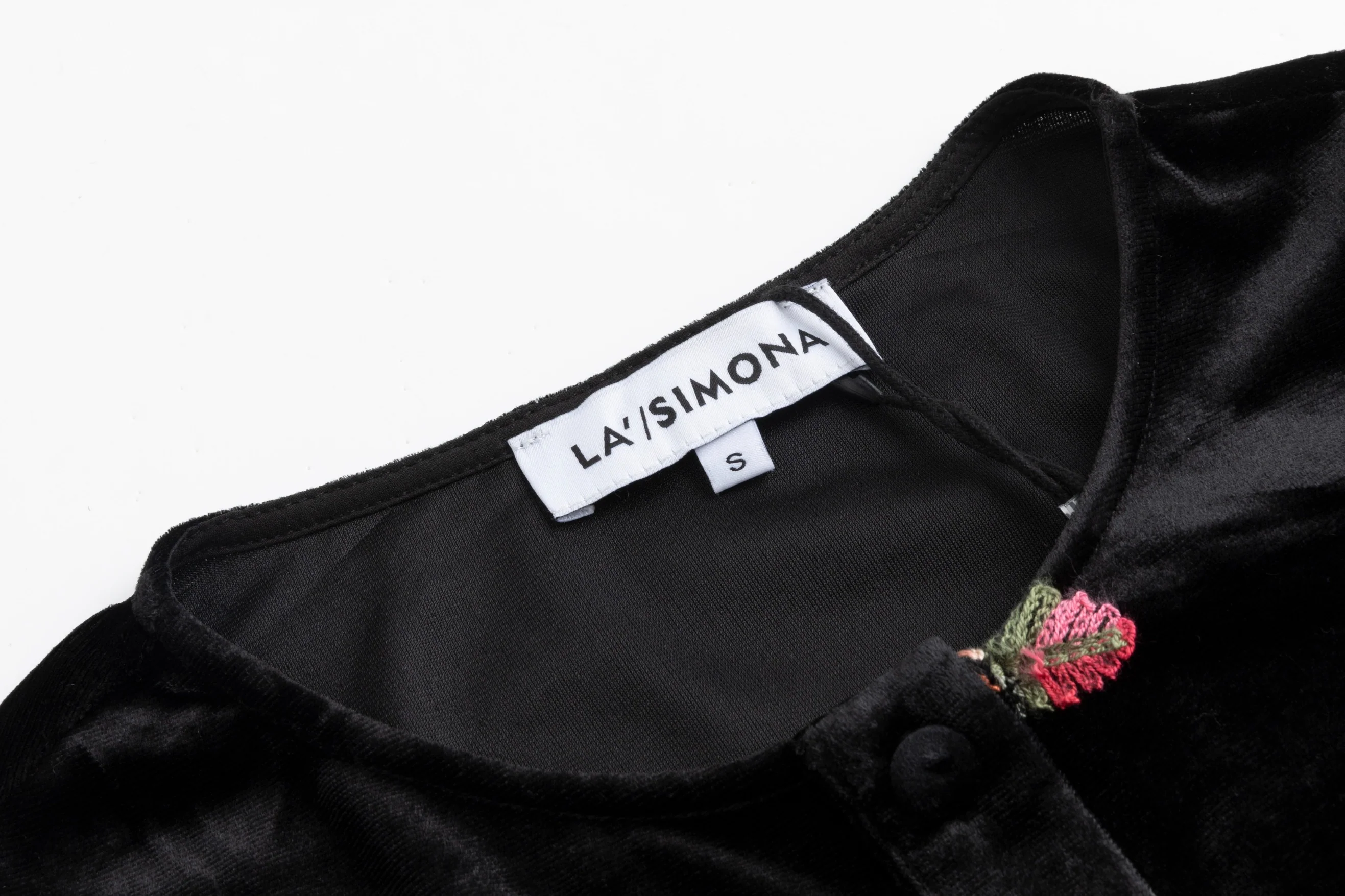 Black Velvet Embroidered Leaf Cardigan With Velvet Jumper Underlay - Image 2