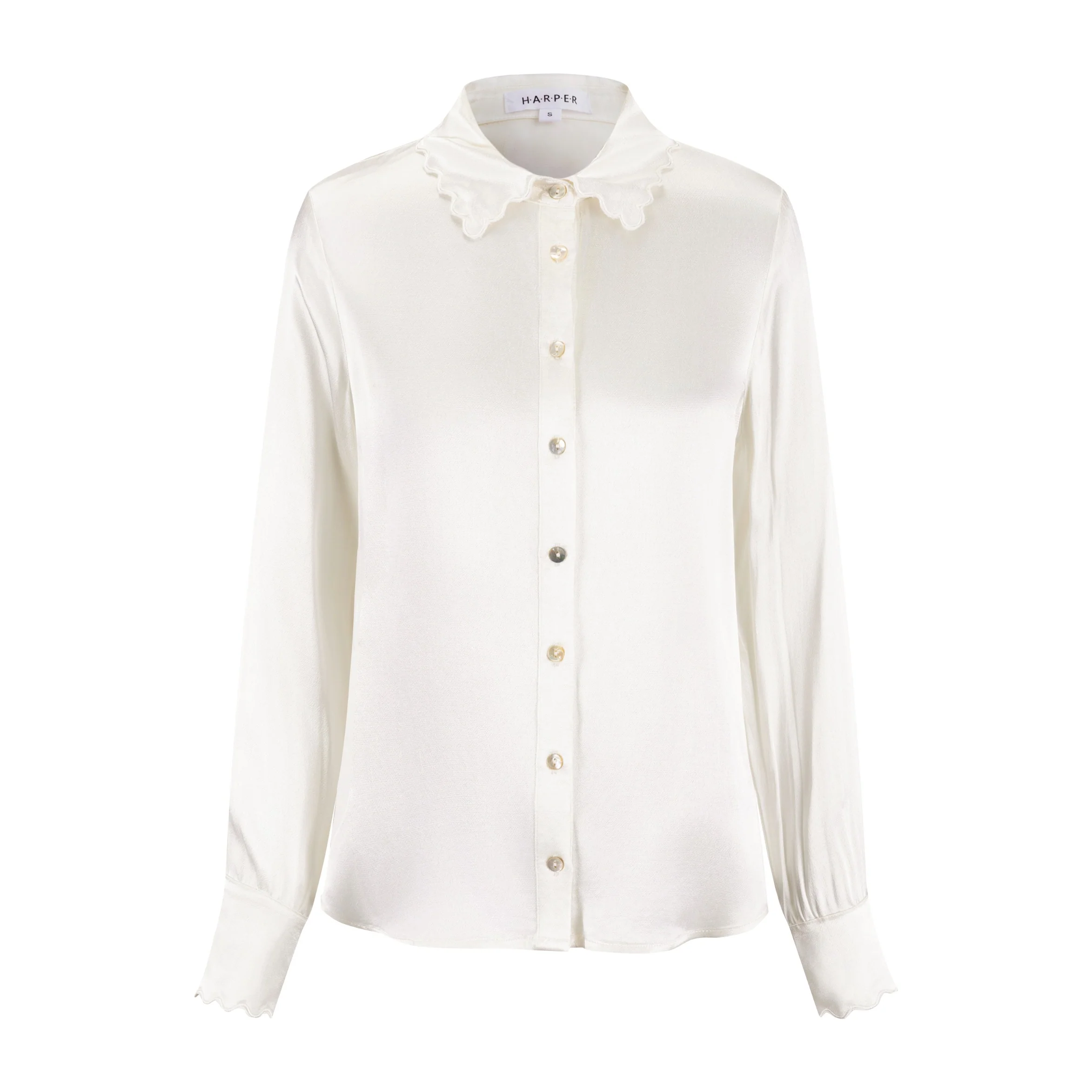 Blouse With Scalloped Collar - Silk - Image 2