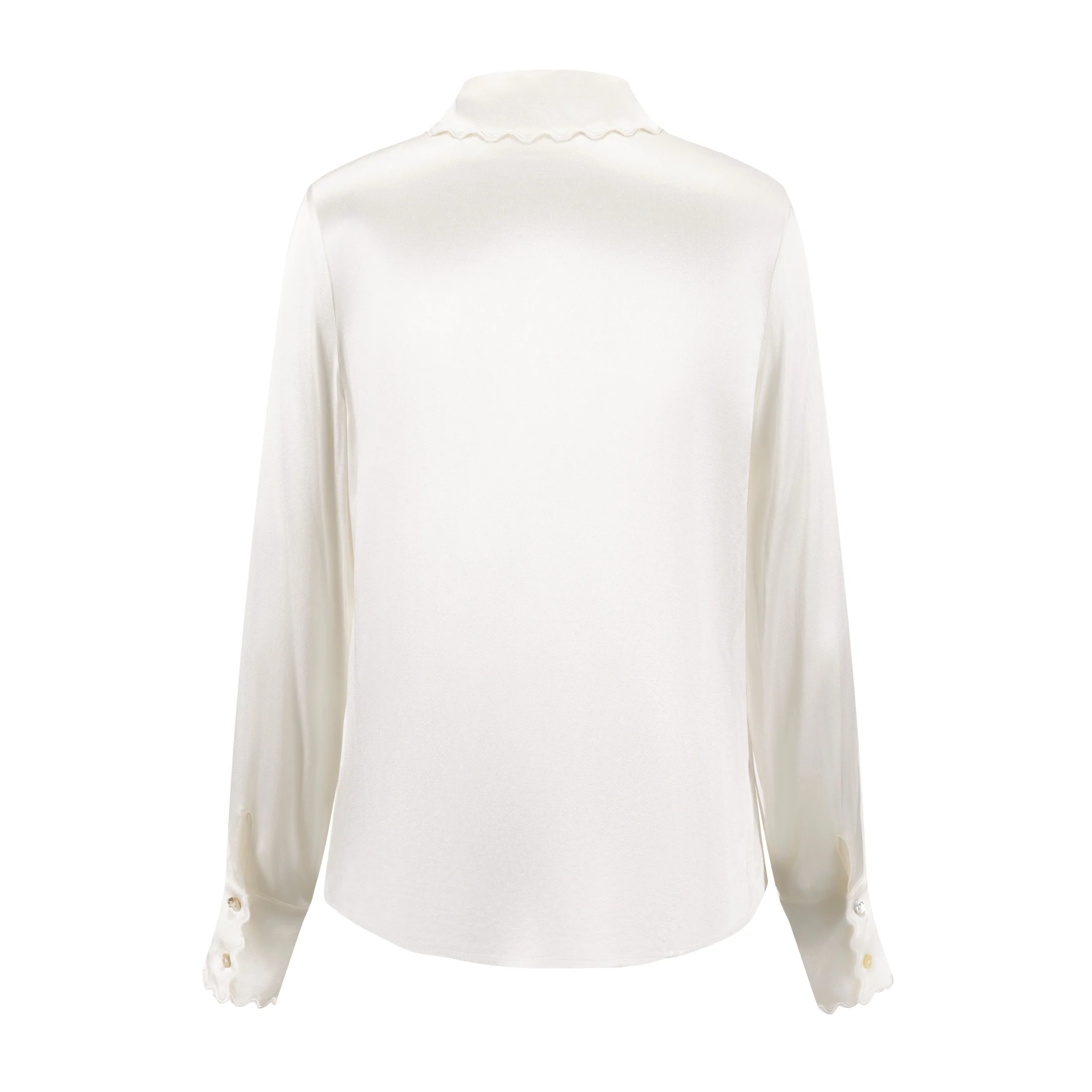 Blouse With Scalloped Collar - Silk - Image 3