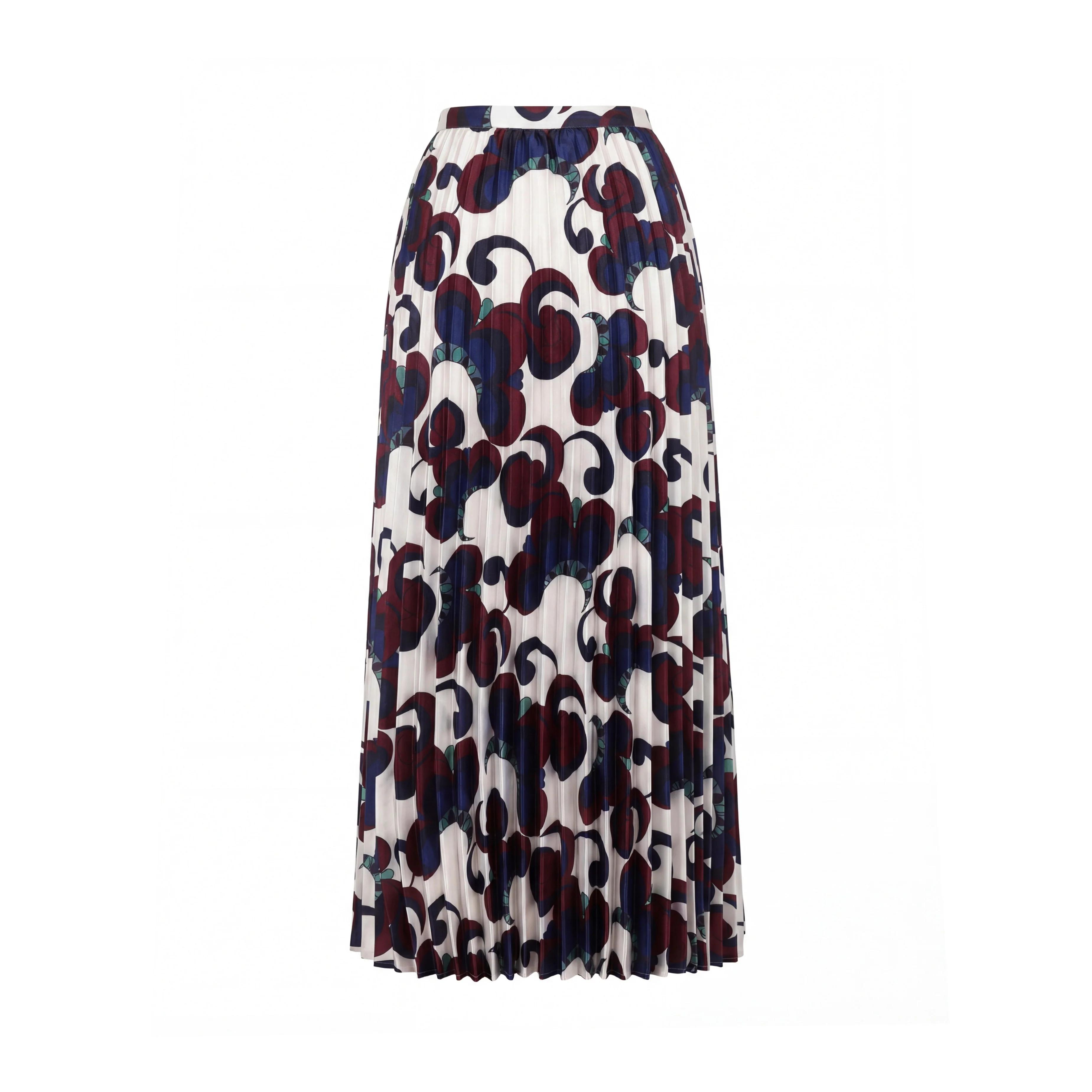 Blue And Burgundy Pleated Skirt - Image 2