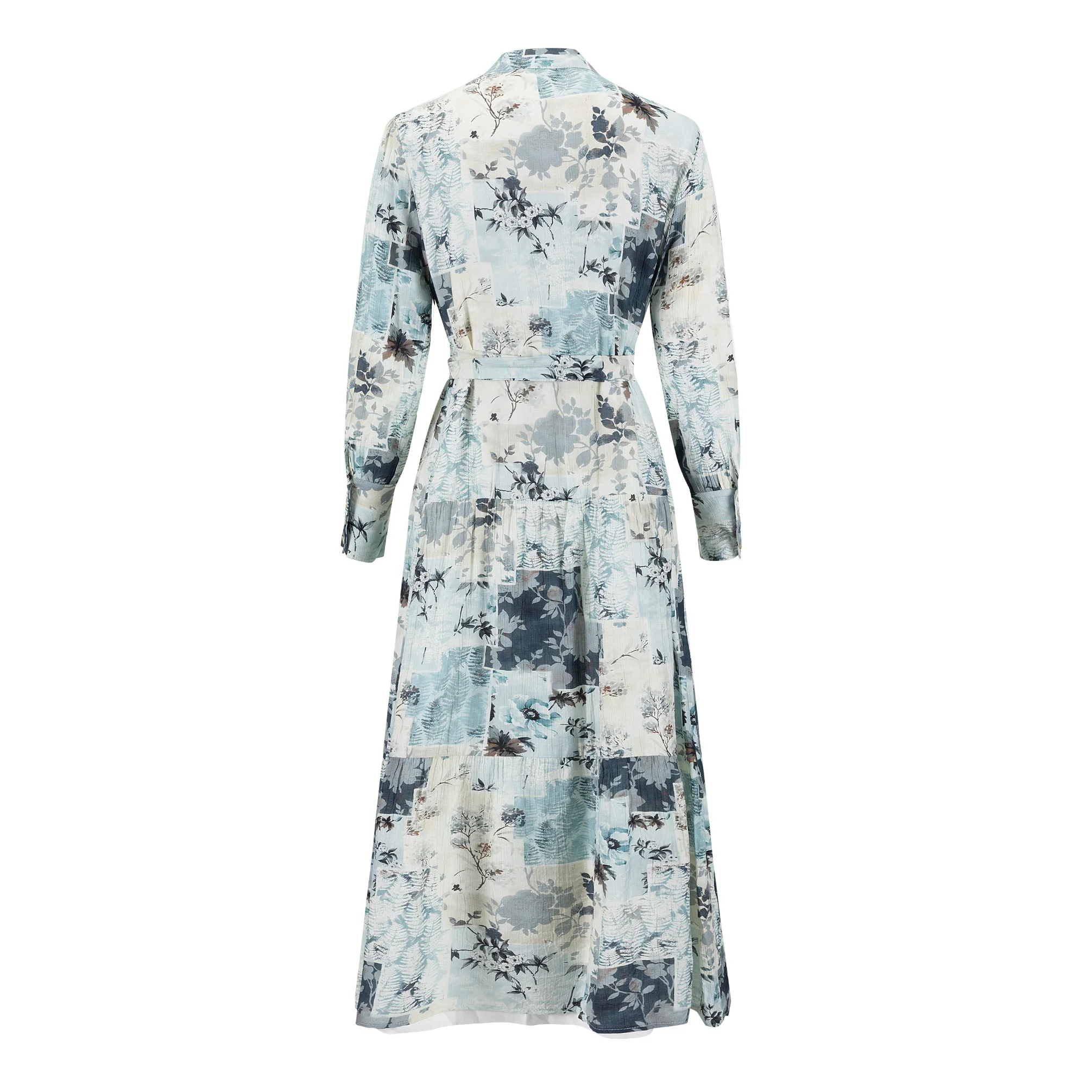 Blue And Navy Printed Multi Patch Dress - Image 3