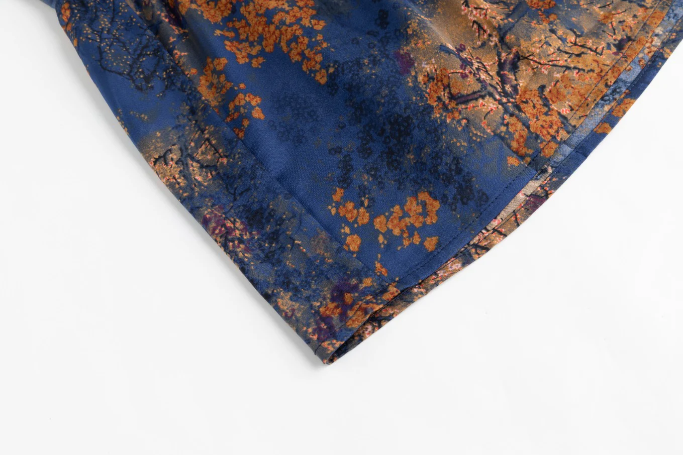 Blue And Orange Printed Satin Skirt - Image 5