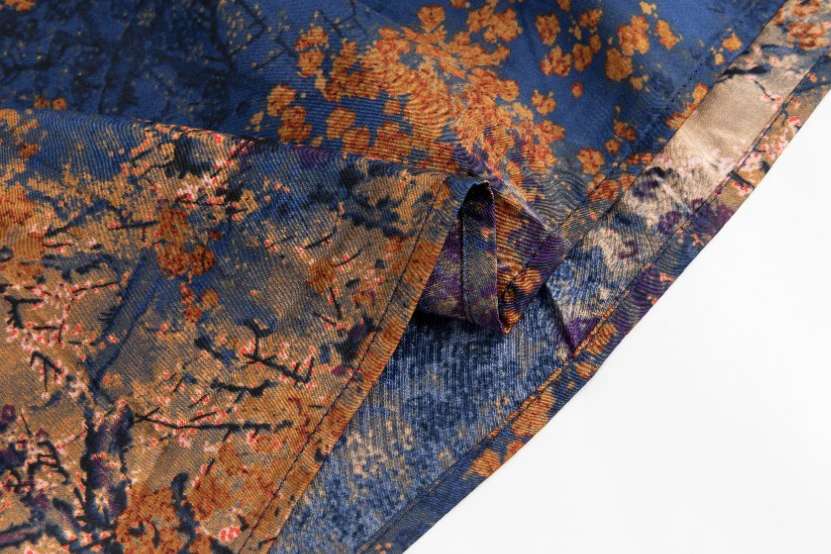 Blue And Orange Printed Satin Skirt - Image 6