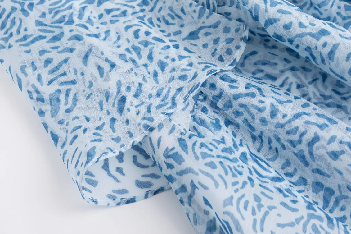 Blue And White Printed Layered Skirt - Image 6