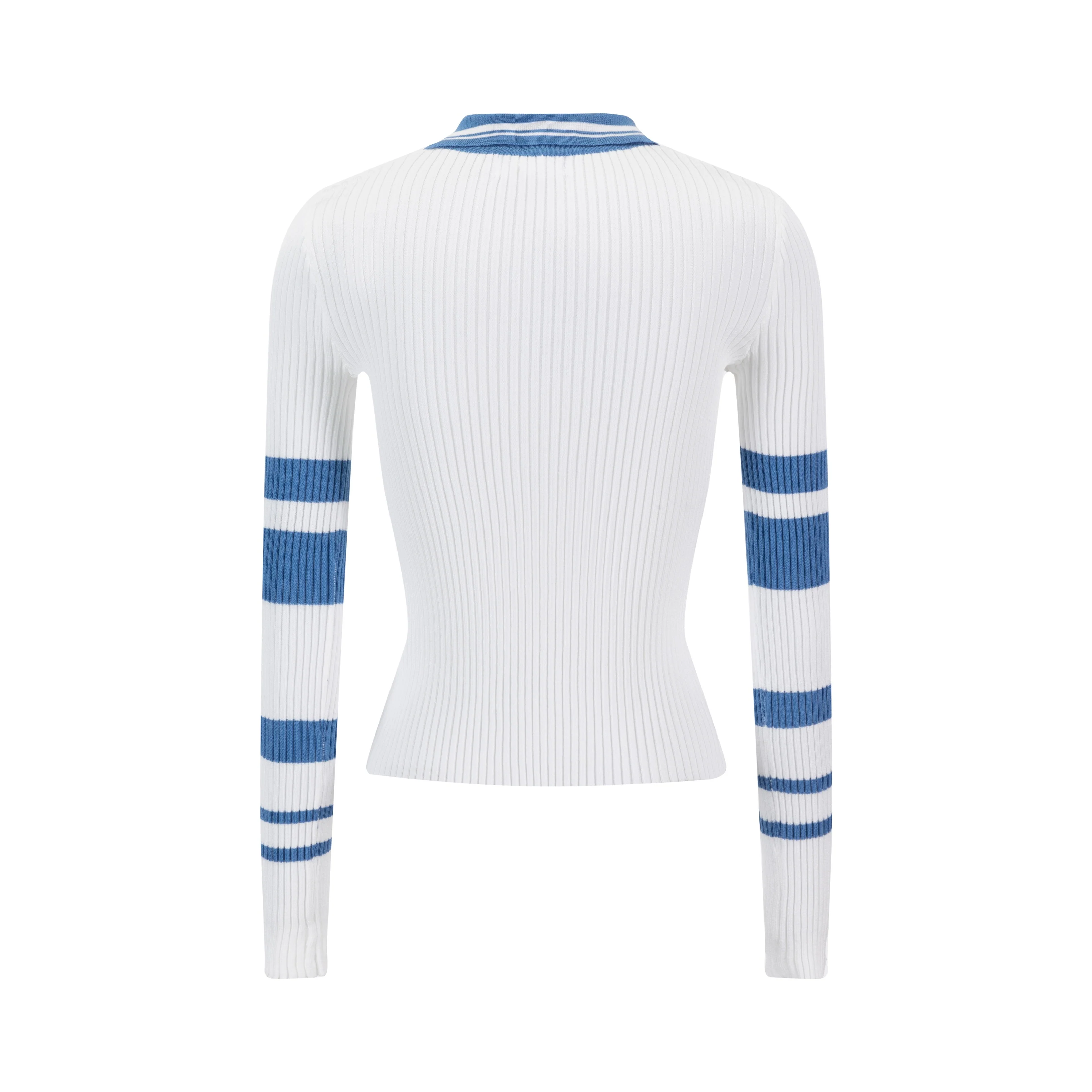 Blue And White Ribbed Knit Top - Image 3