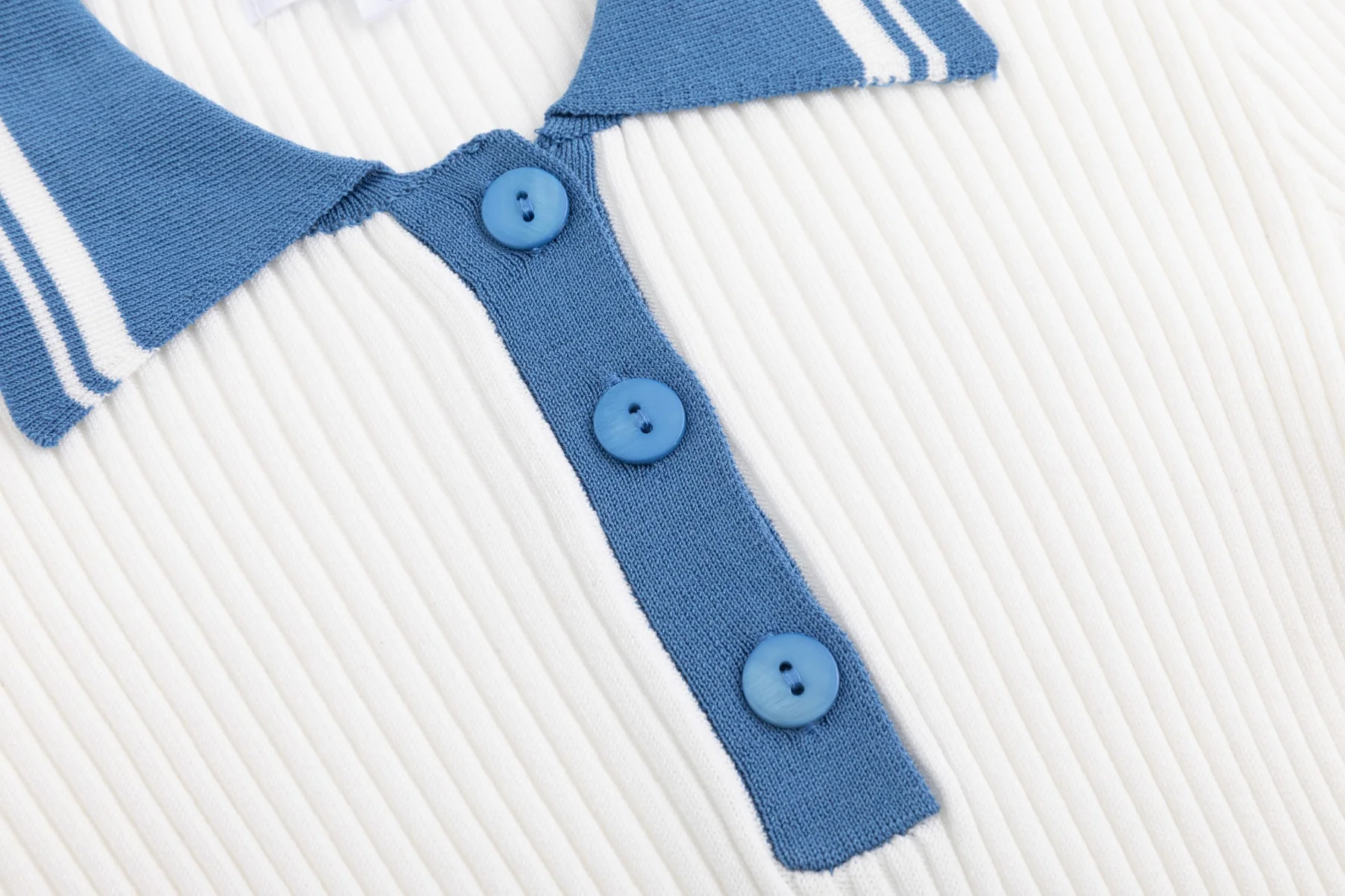 Blue And White Ribbed Knit Top - Image 6