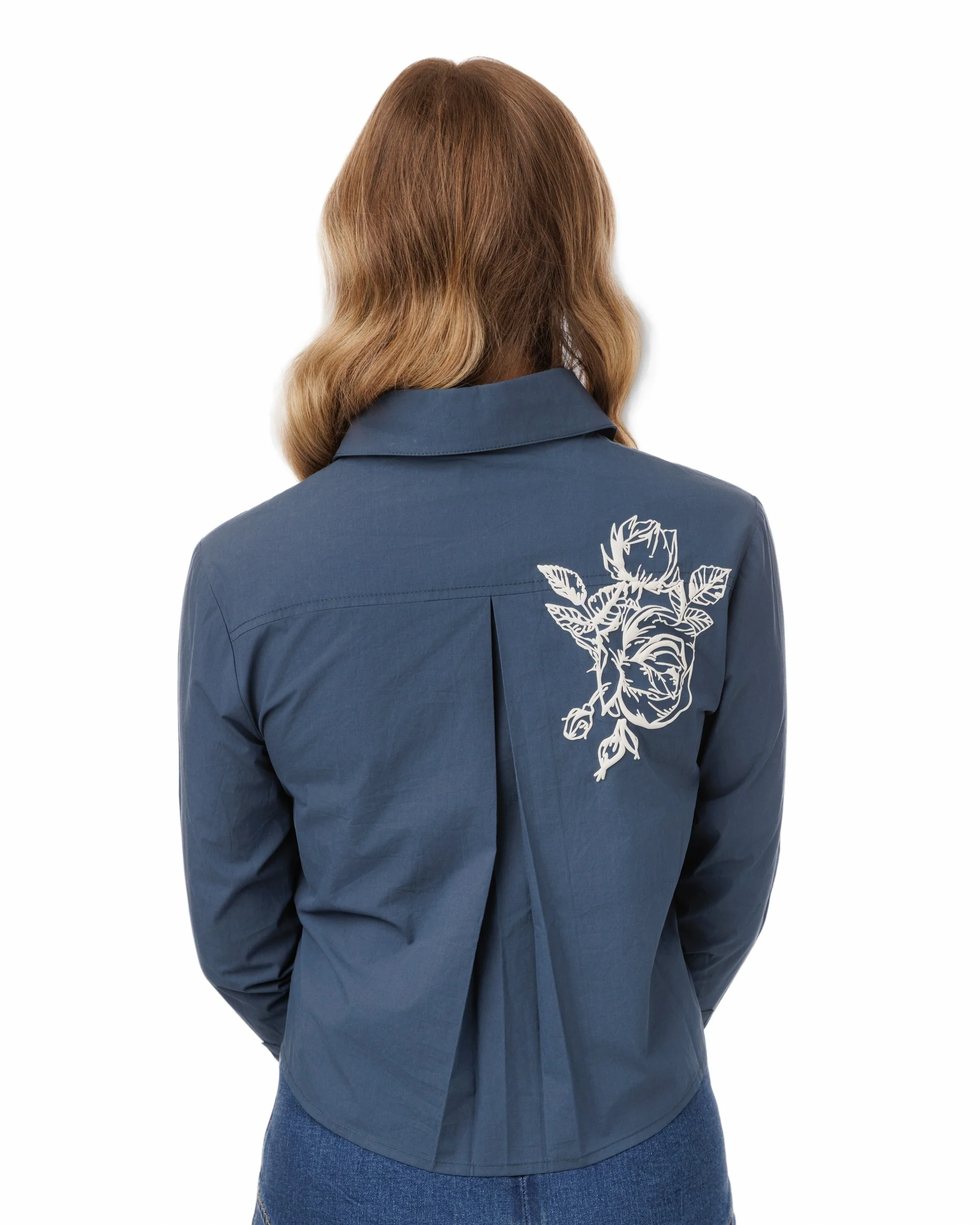 Blue Blouse With Silver Beaded Design - Image 2