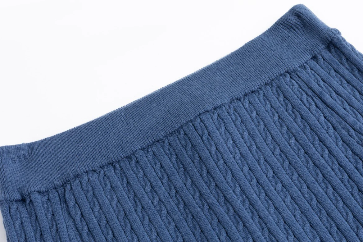 Cable Knit Skirt - Blue - Image 6
