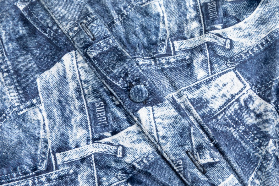 Blue Denim Patched Velvet Cardigan - Image 4