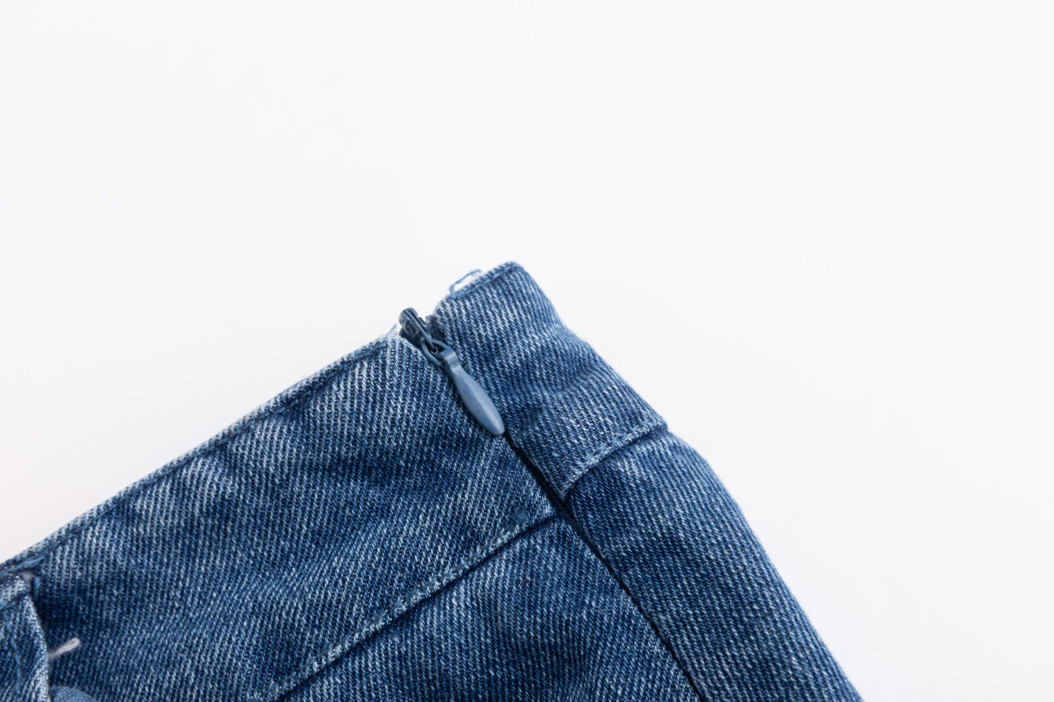 Blue Denim Skirt With Open Embroidery - Image 6