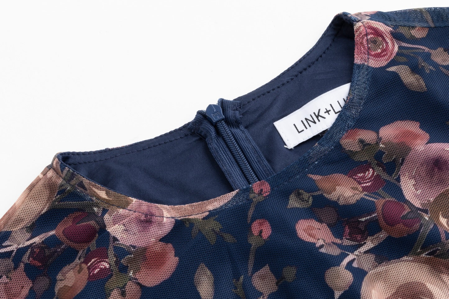 Blue Floral Mesh Dress With Knit Cardigan Overlay - Image 4