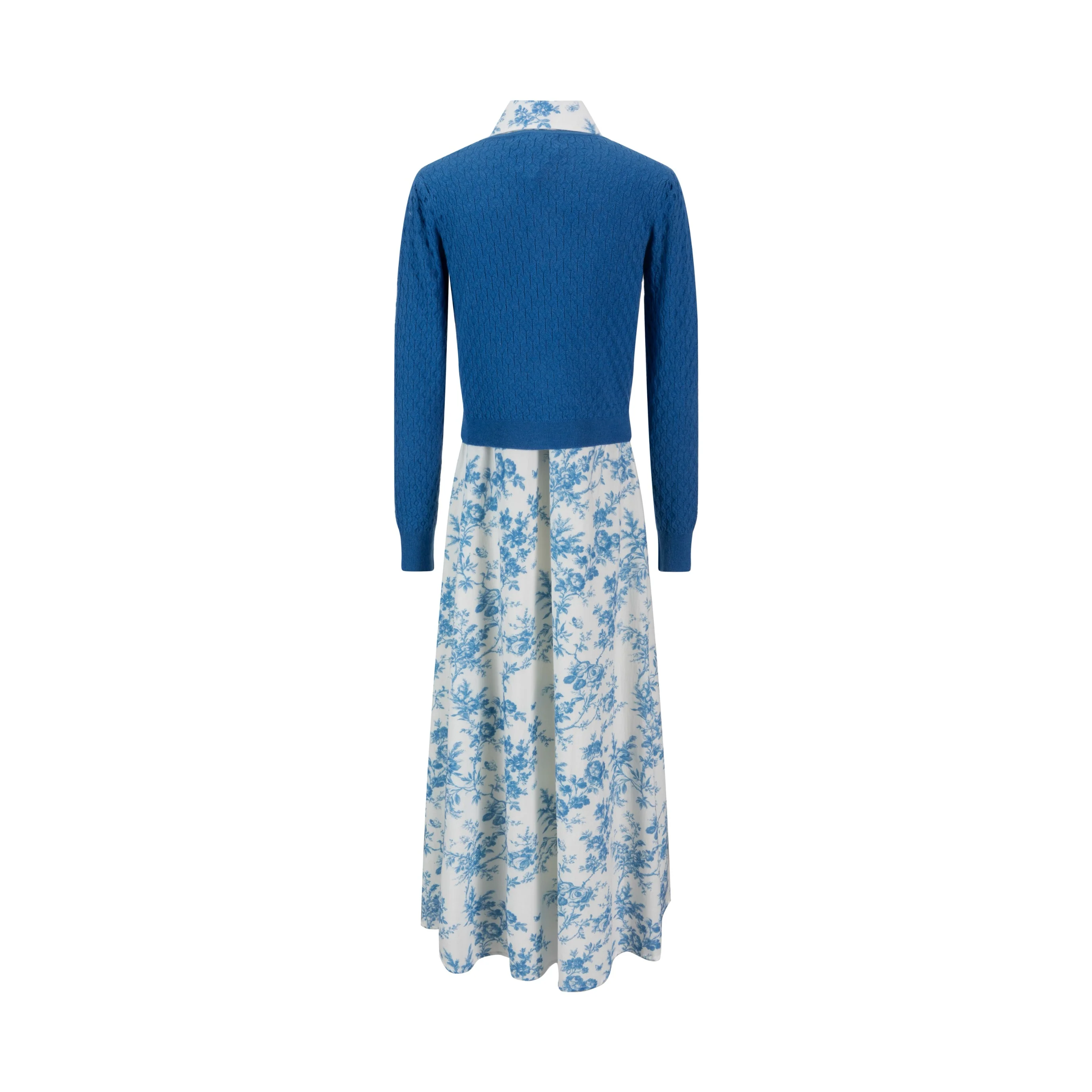 Blue Floral Overlay Dress - Image 3