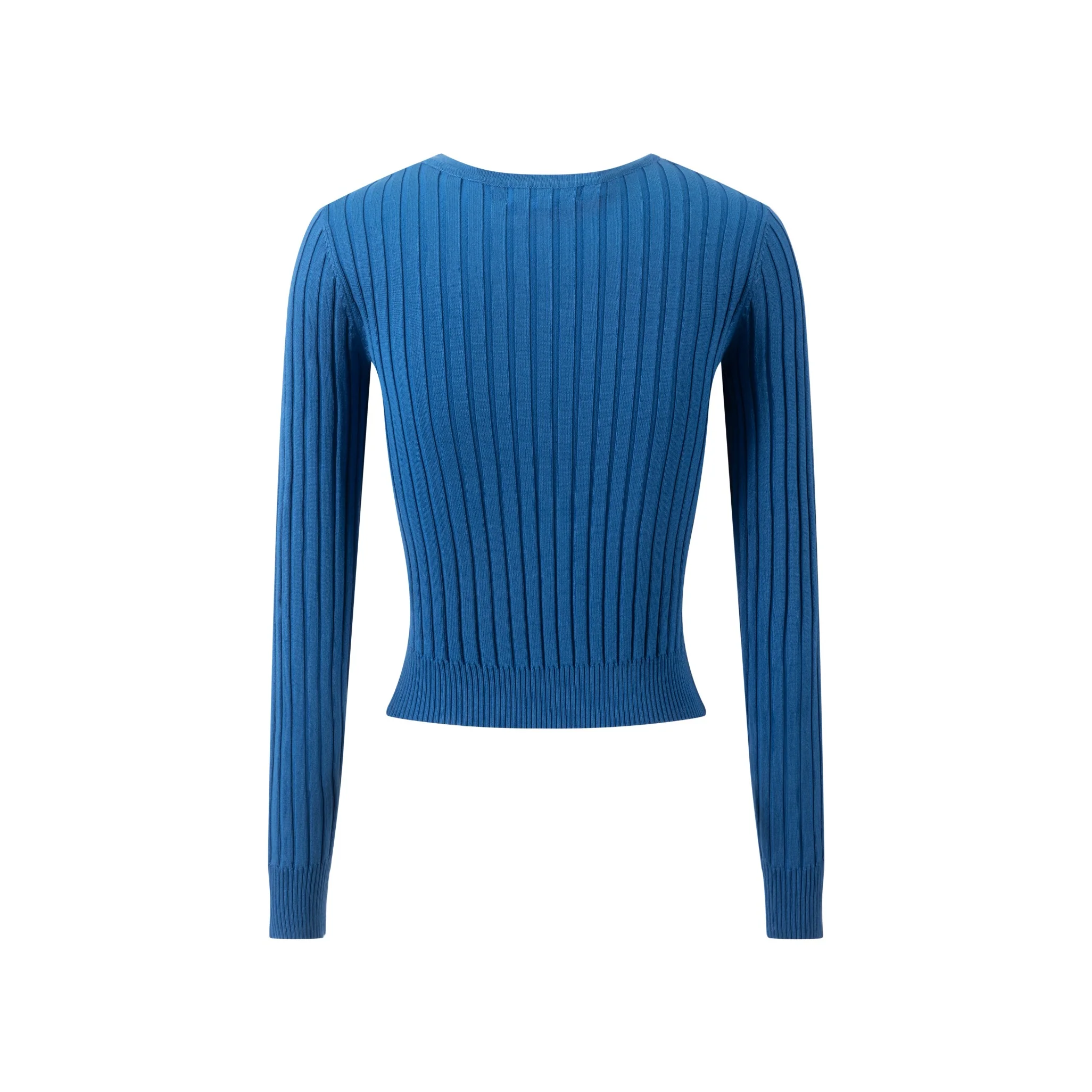 Blue Knit Cardigan With Embroidered Bird - Image 3