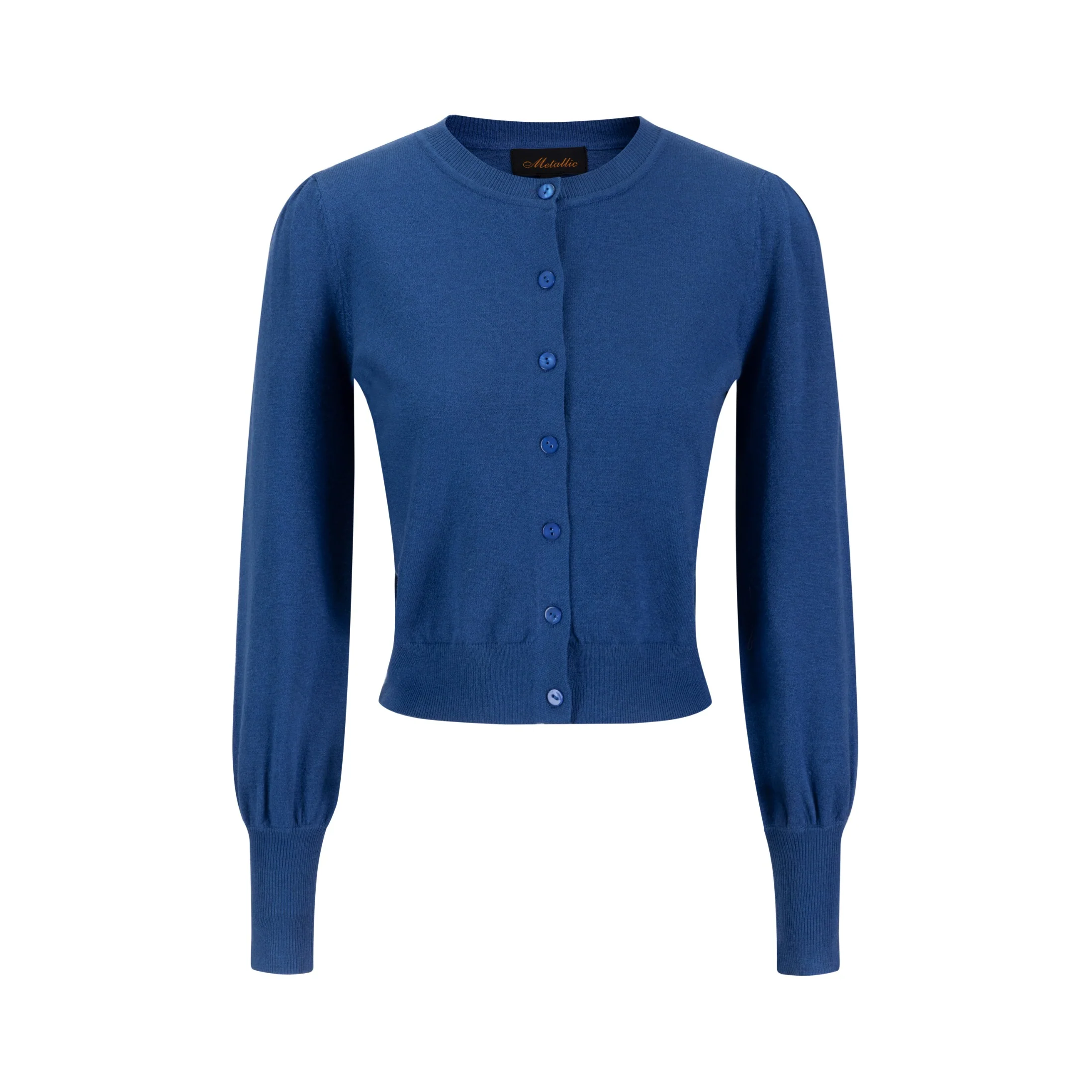 Bishop Sleeve Blue Knit Cardigan - Image 2
