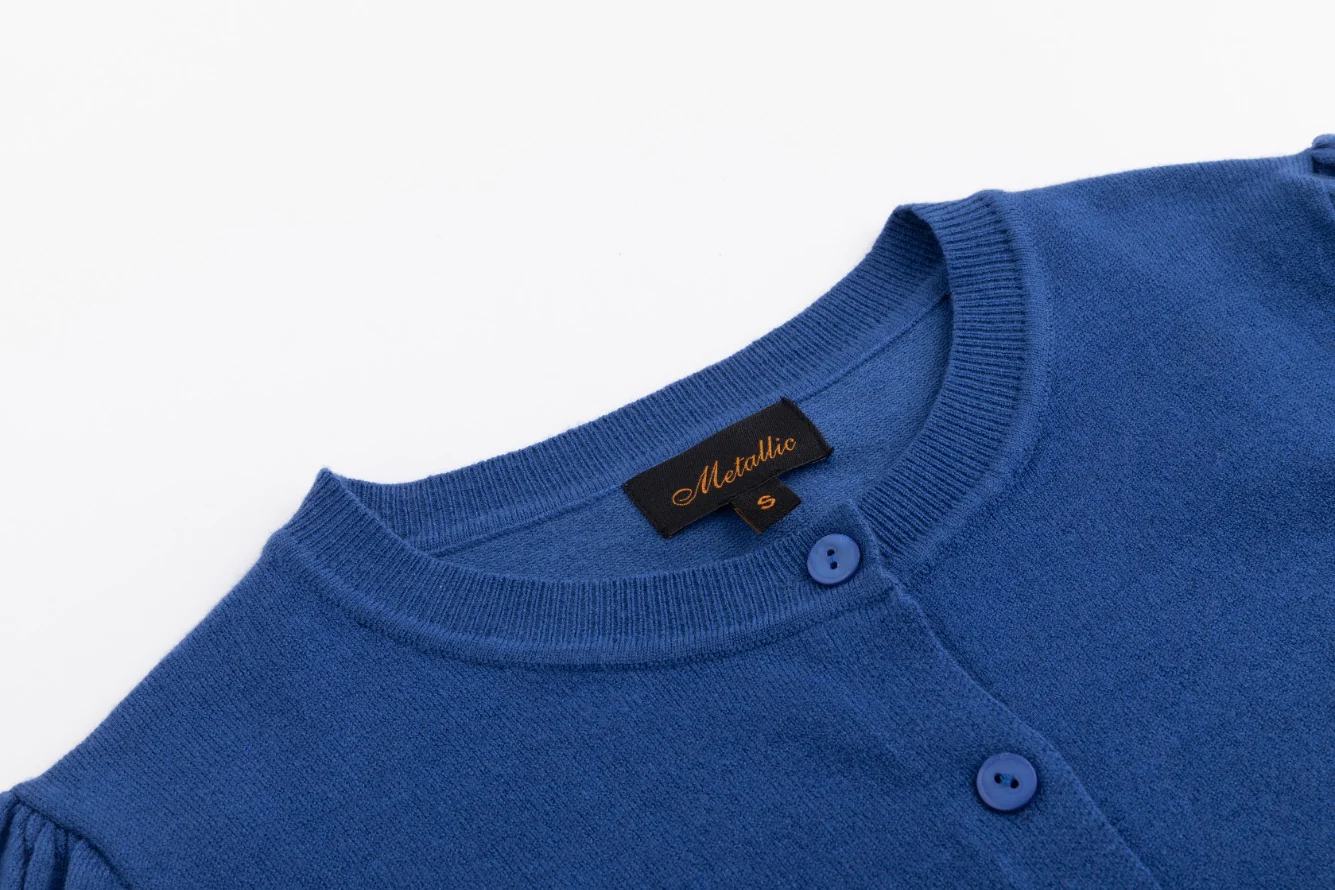 Bishop Sleeve Blue Knit Cardigan - Image 4