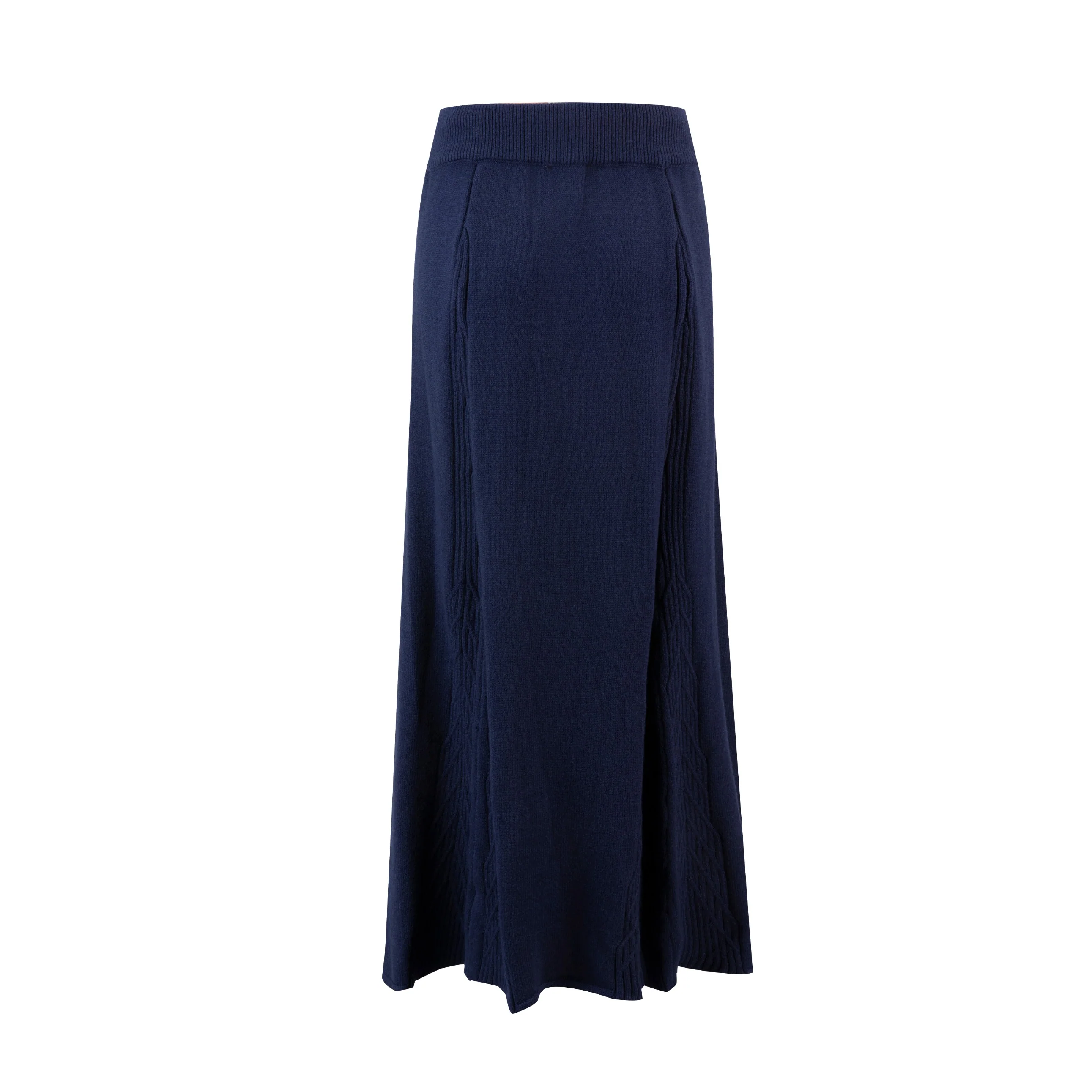 Knit Skirt With Drawstring Waist - Navy - Image 2