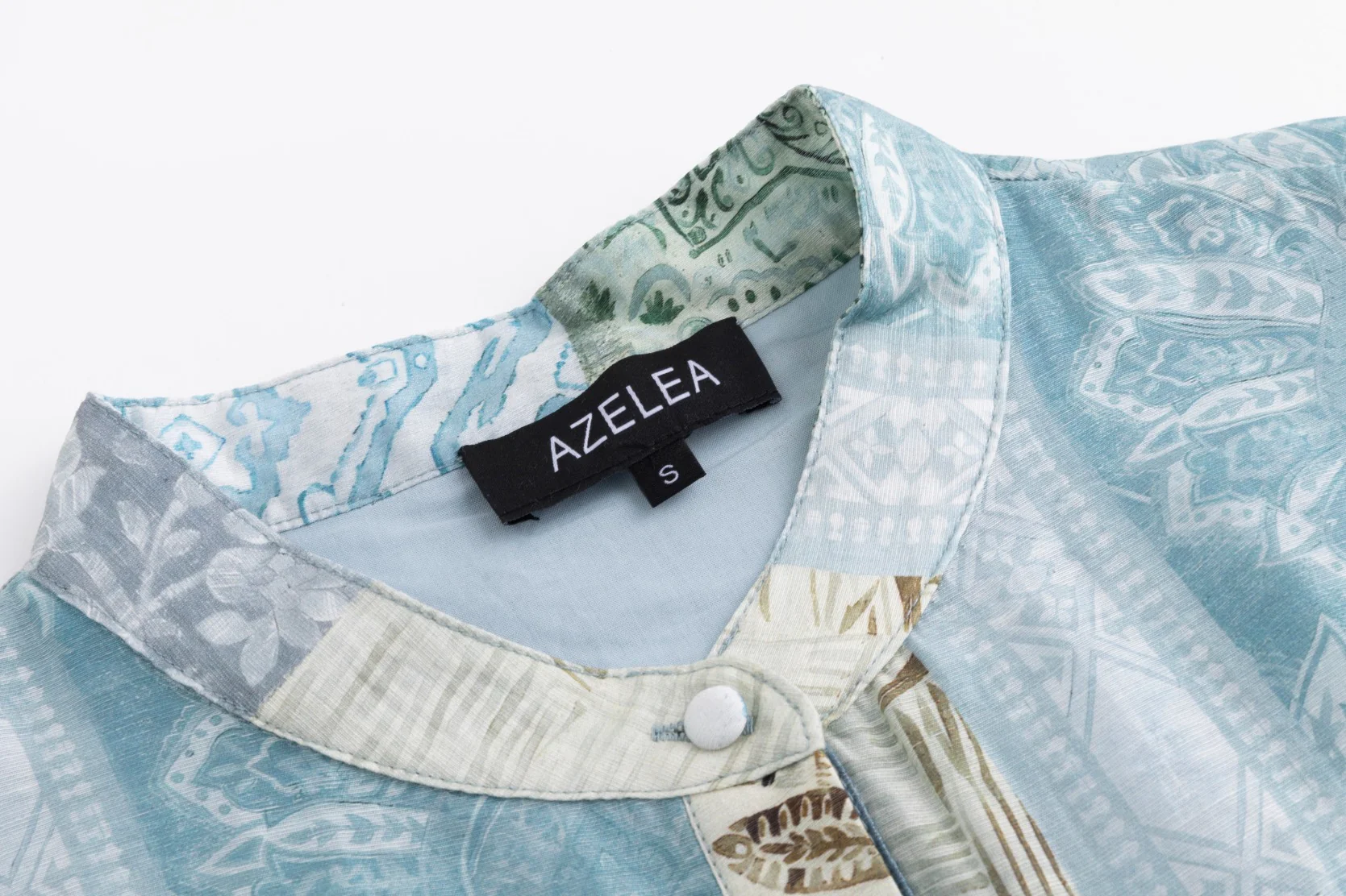 Blue Patchwork Dress With Belt - Image 5