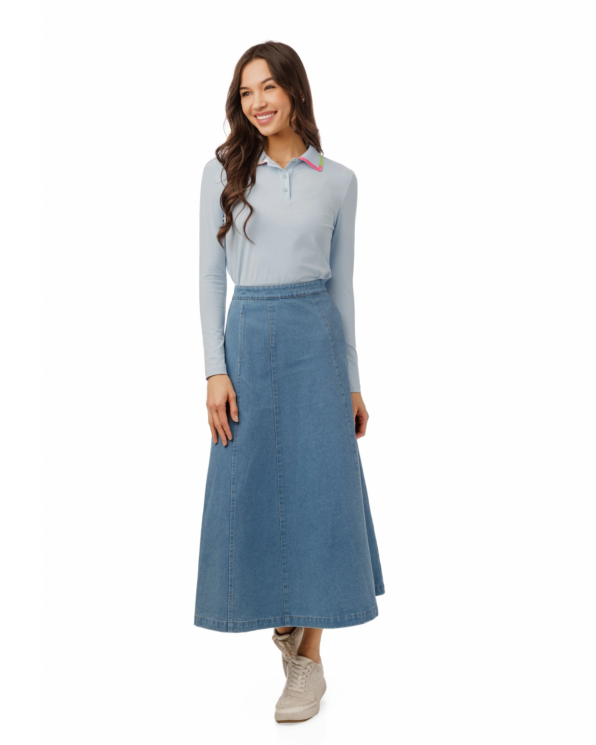 Blue Polo With Multi Color Collar Detail - Image 4