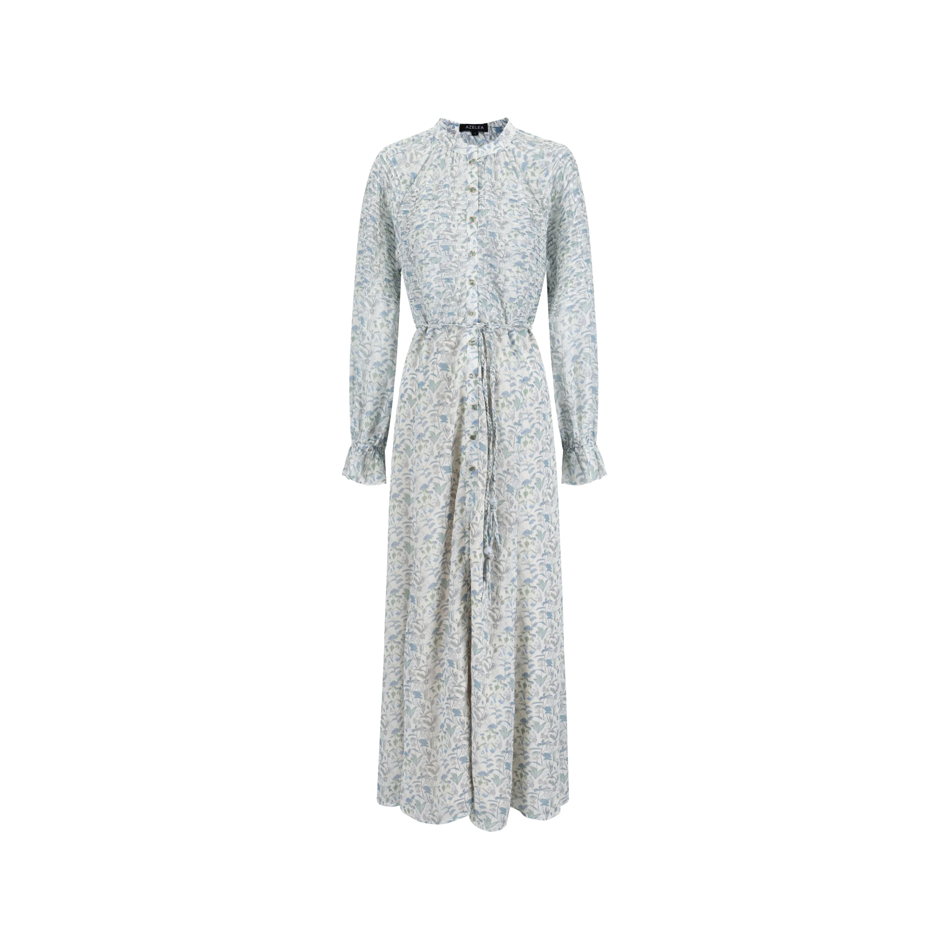 Blue Printed Flowy Dress - Image 2