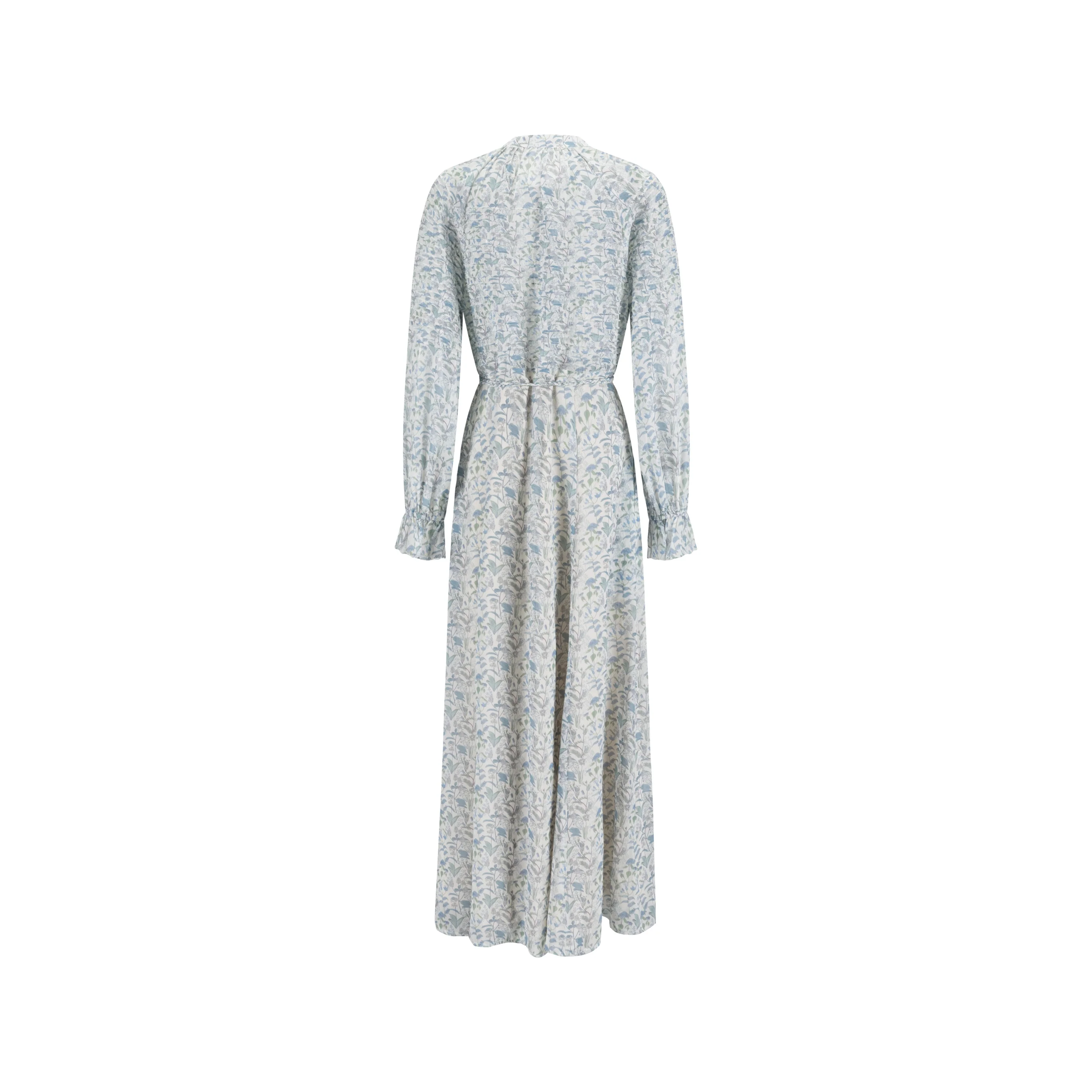 Blue Printed Flowy Dress - Image 3
