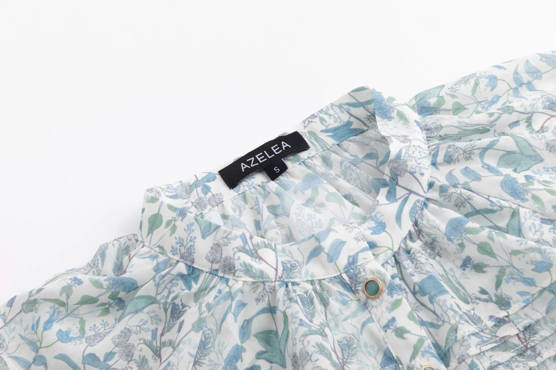 Blue Printed Flowy Dress - Image 4