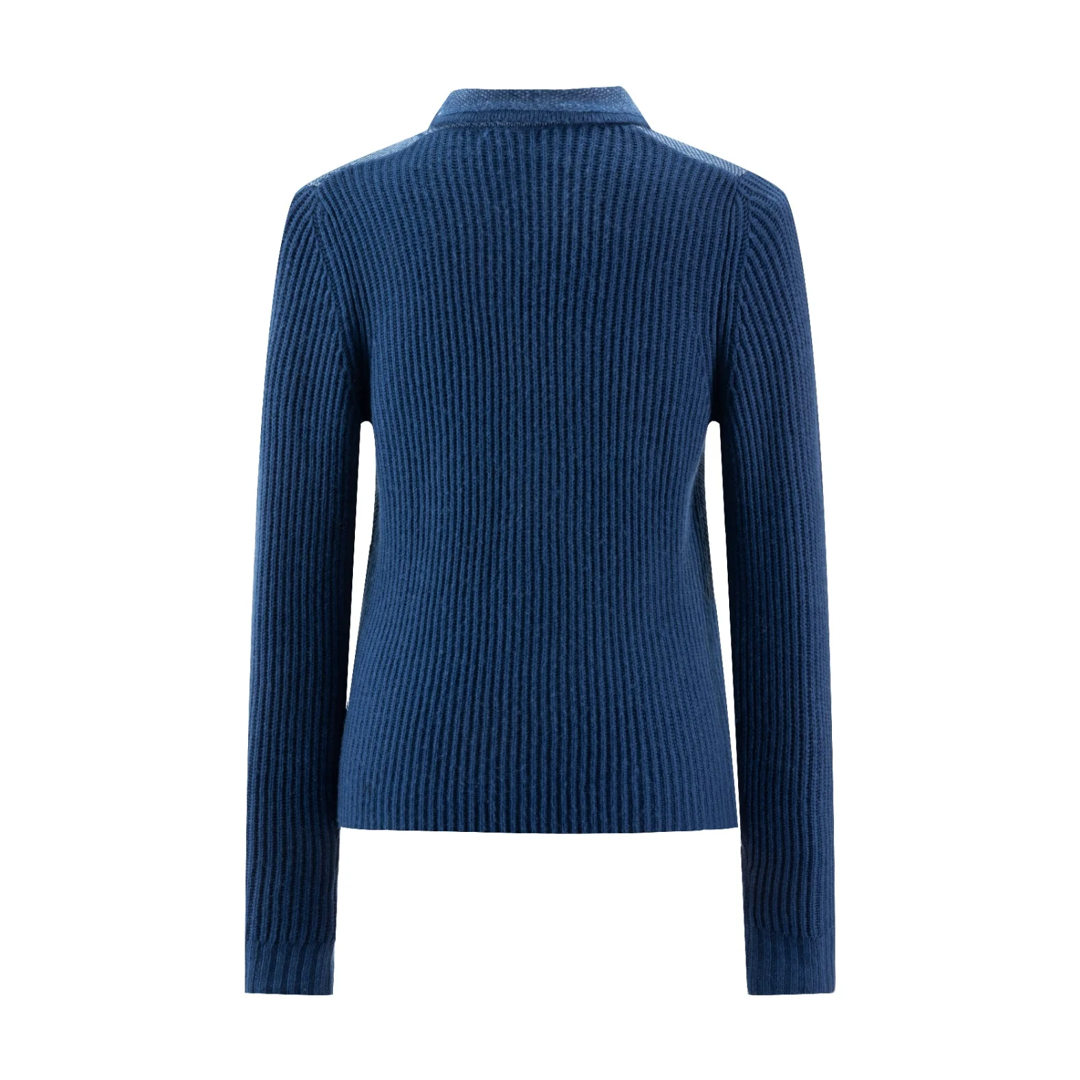 Ribbed Sleeve Knit Blazer - Blue - Image 3