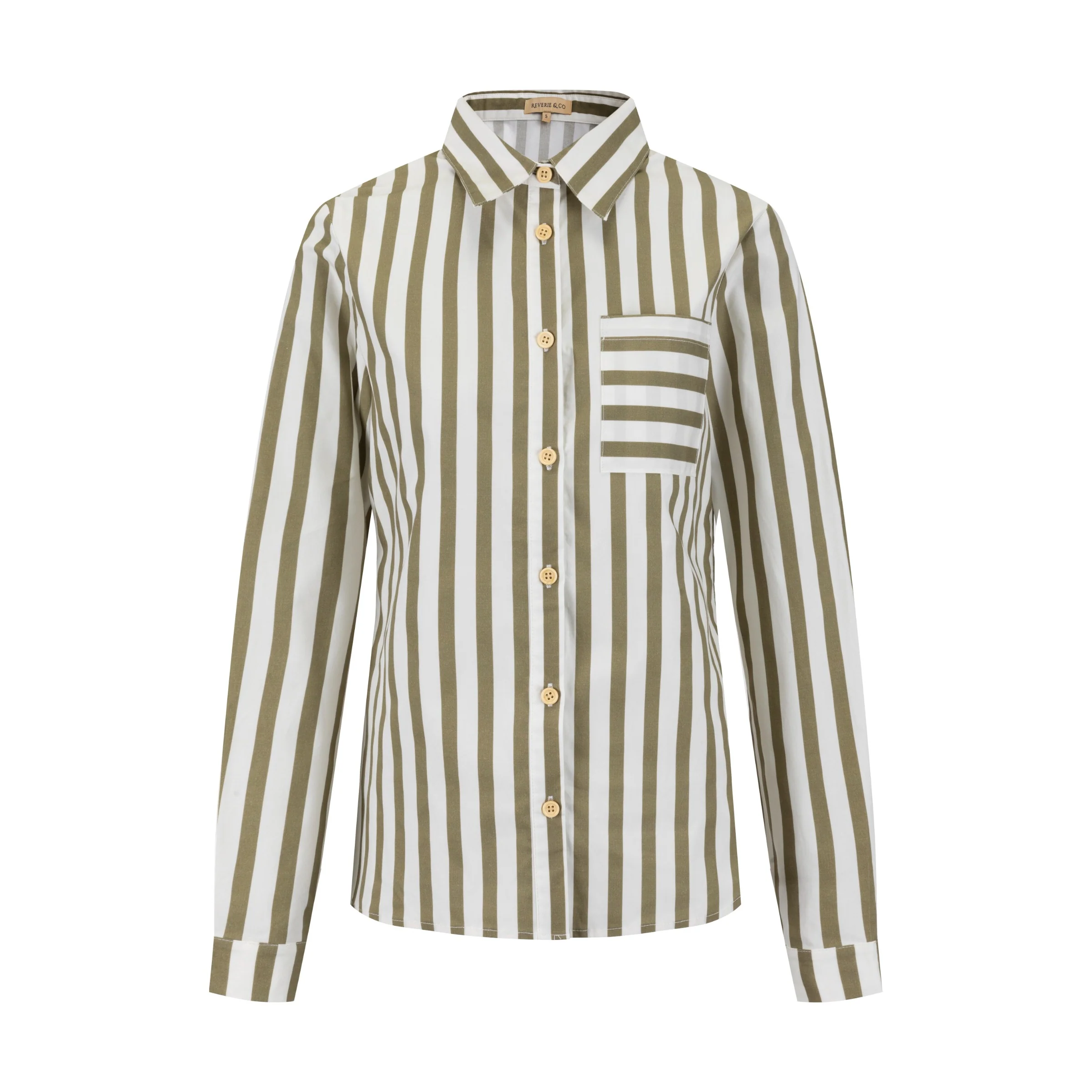 Bold Striped Blouse - Pattern Green Moss - Image 2