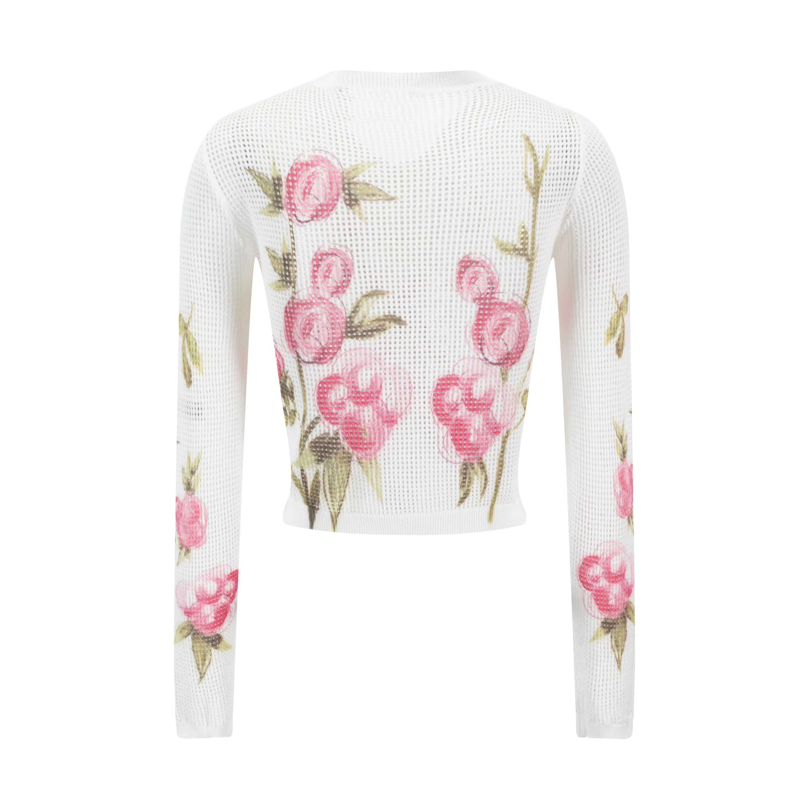 Box Hole Knit Painted Floral Sweater - Image 3