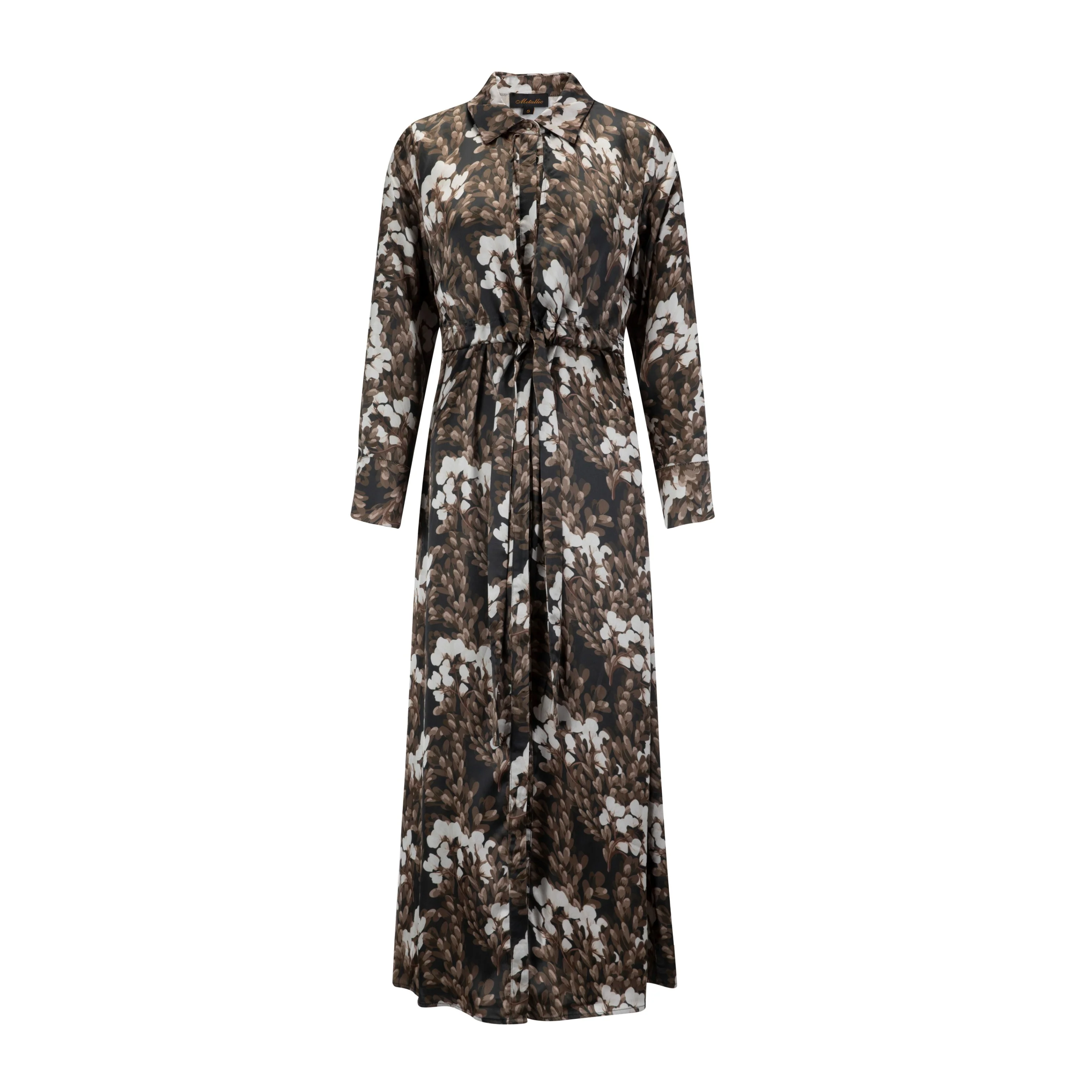 Brown Printed Belted Dress - Image 2