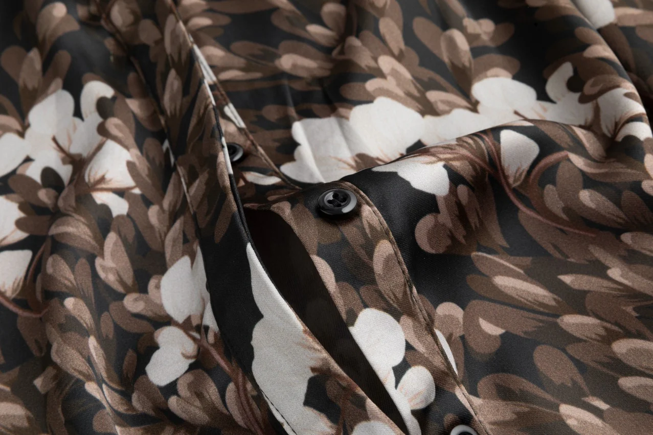 Brown Printed Belted Dress - Image 5