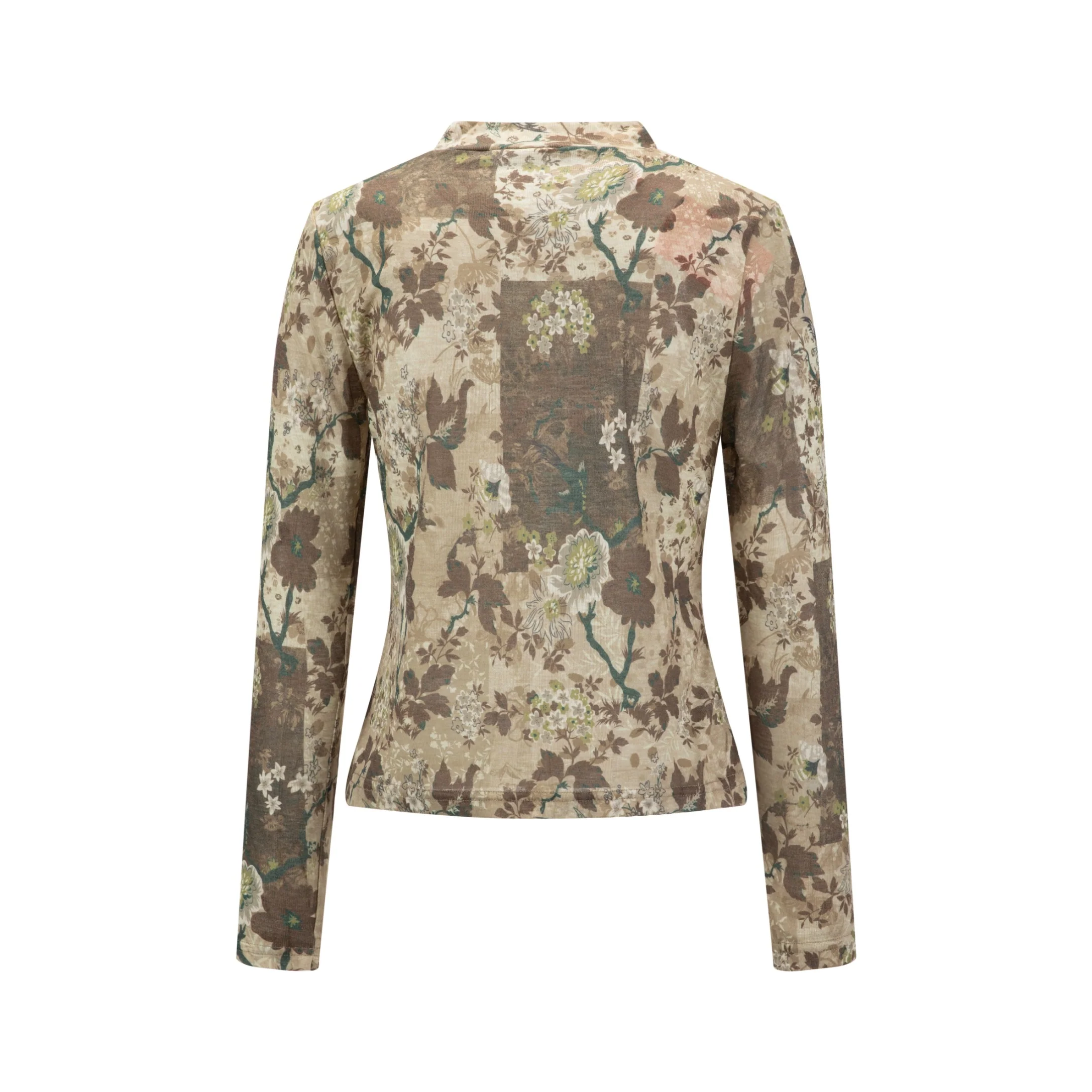 Brown Printed Mock Neck - Image 2
