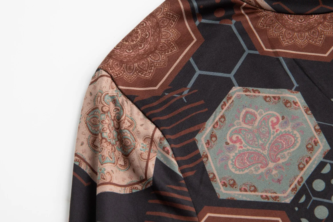 Brown Printed Mock Neck Top - Image 5