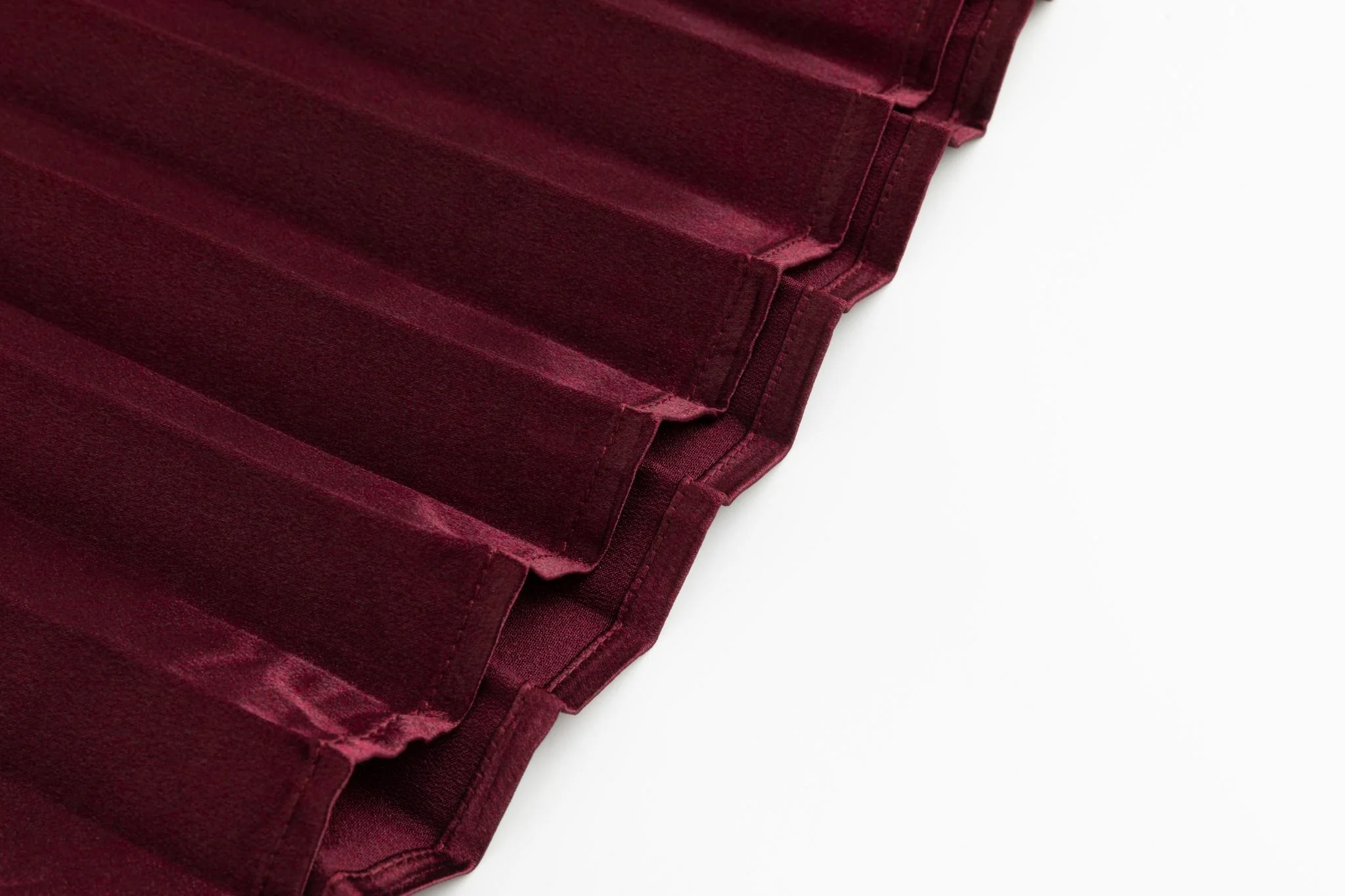 Burgundy Pleated Satin Skirt - Image 5