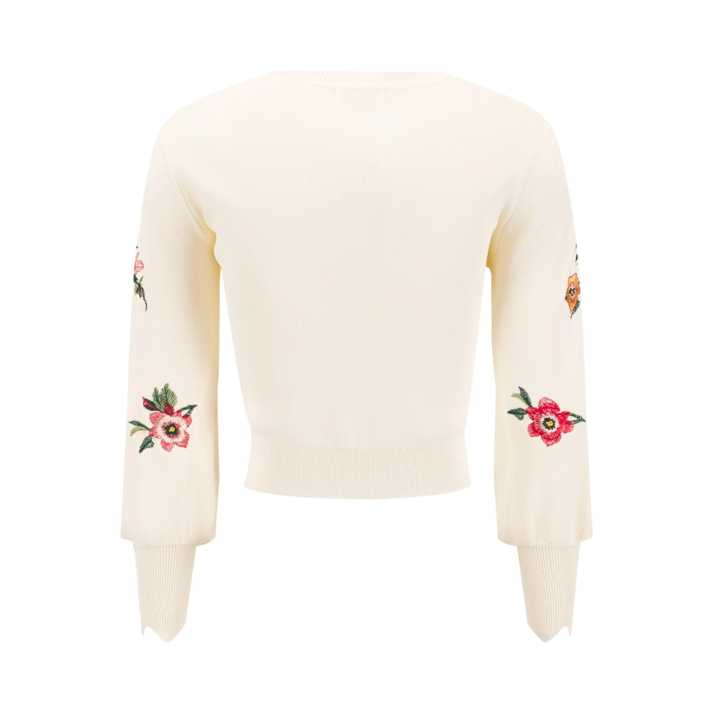 Button-Front Knit Cardigan With Scalloped Detail - Ivory - Image 3
