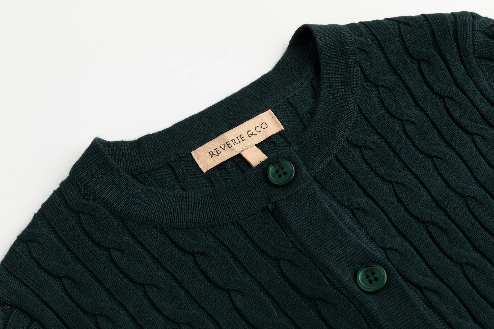 Cable Knit Cardigan - Green - Image 4