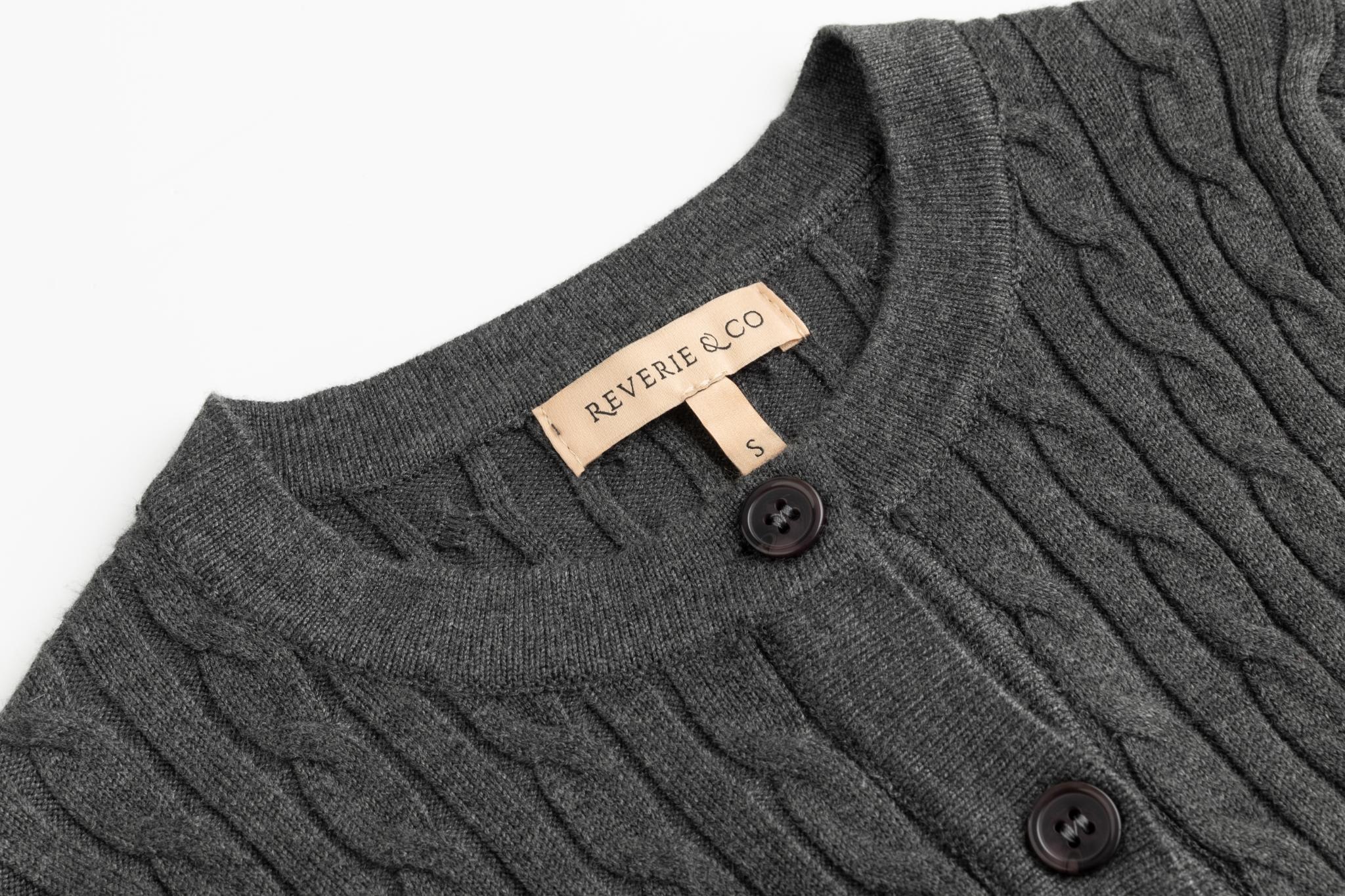 Cable Knit Cardigan - Grey - Image 3