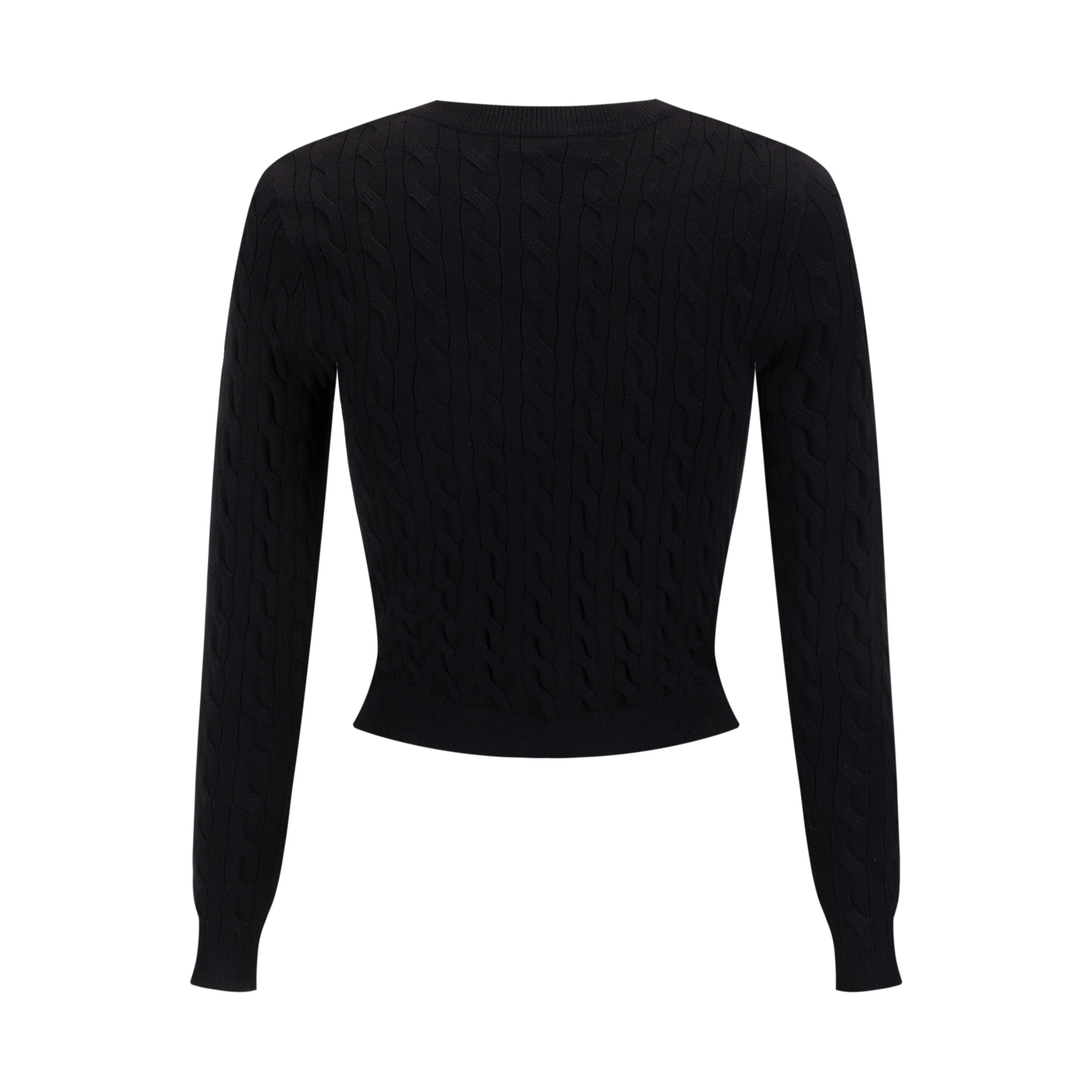Cable Knit Cardigan With Detailed Buttons - Black - Image 3