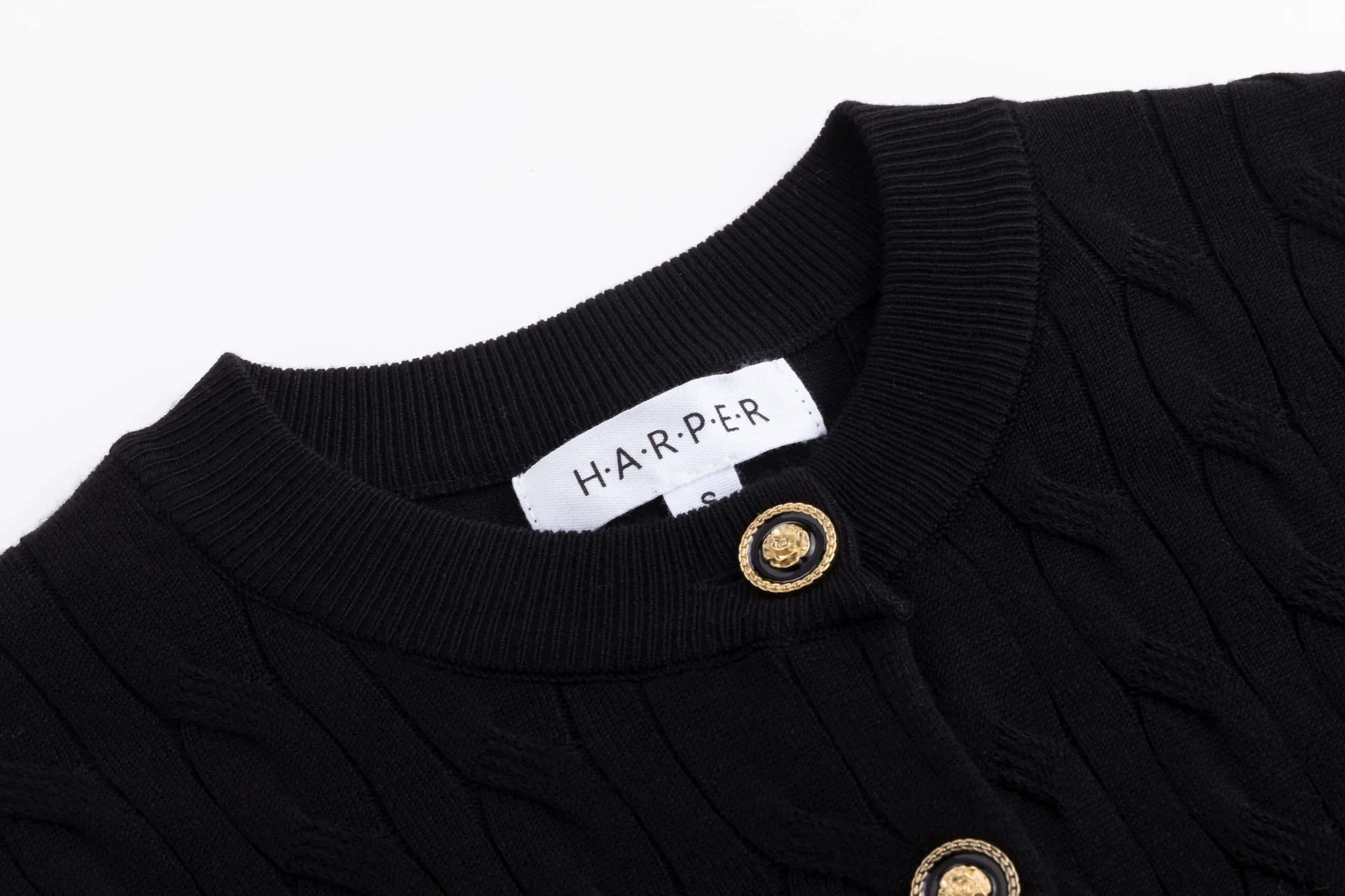 Cable Knit Cardigan With Detailed Buttons - Black - Image 5