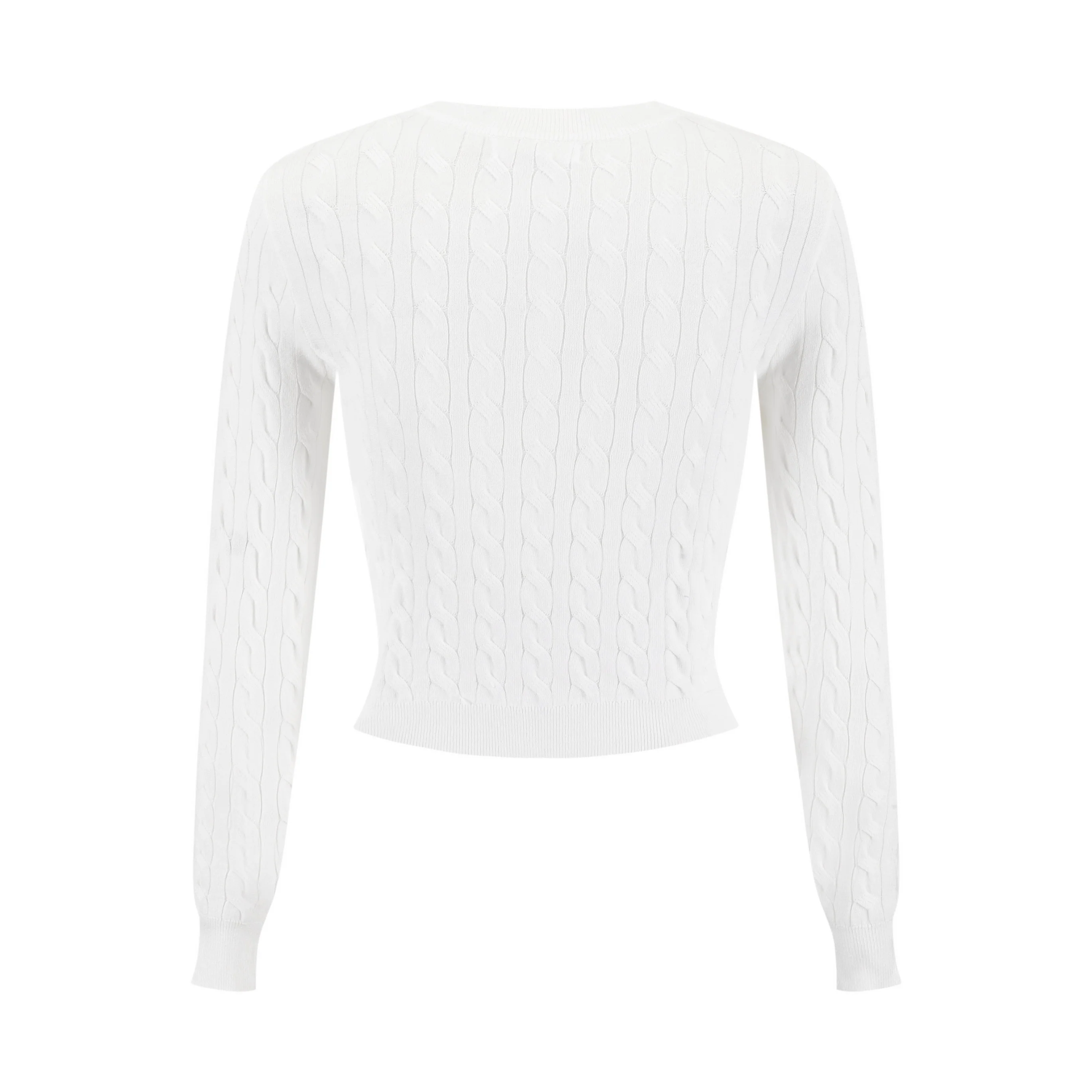 Cable Knit Cardigan With Detailed Buttons - Ivory - Image 2