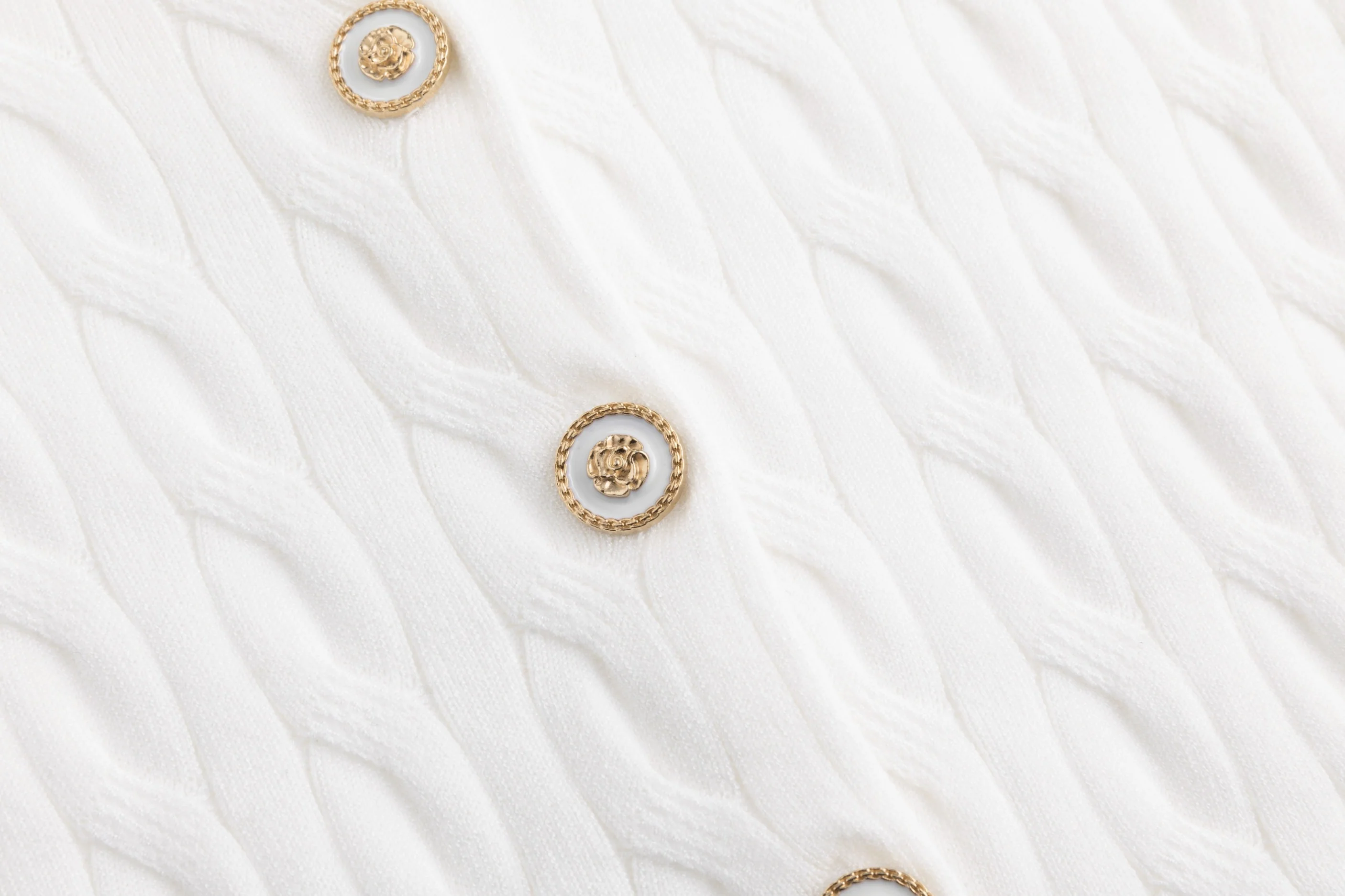 Cable Knit Cardigan With Detailed Buttons - Ivory - Image 5