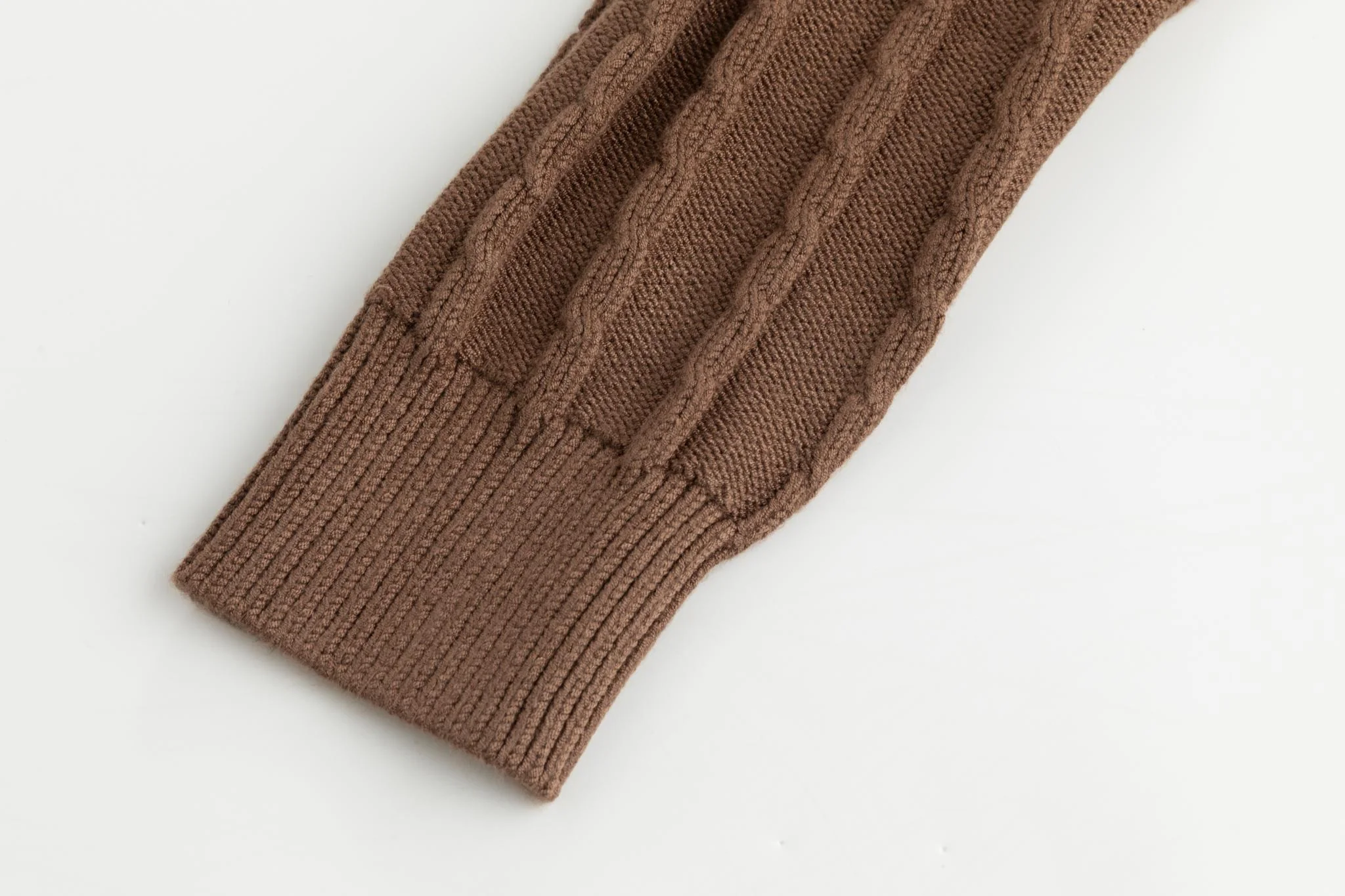 Cable Knit Top With Multi Colored Stitching - Tan - Image 6