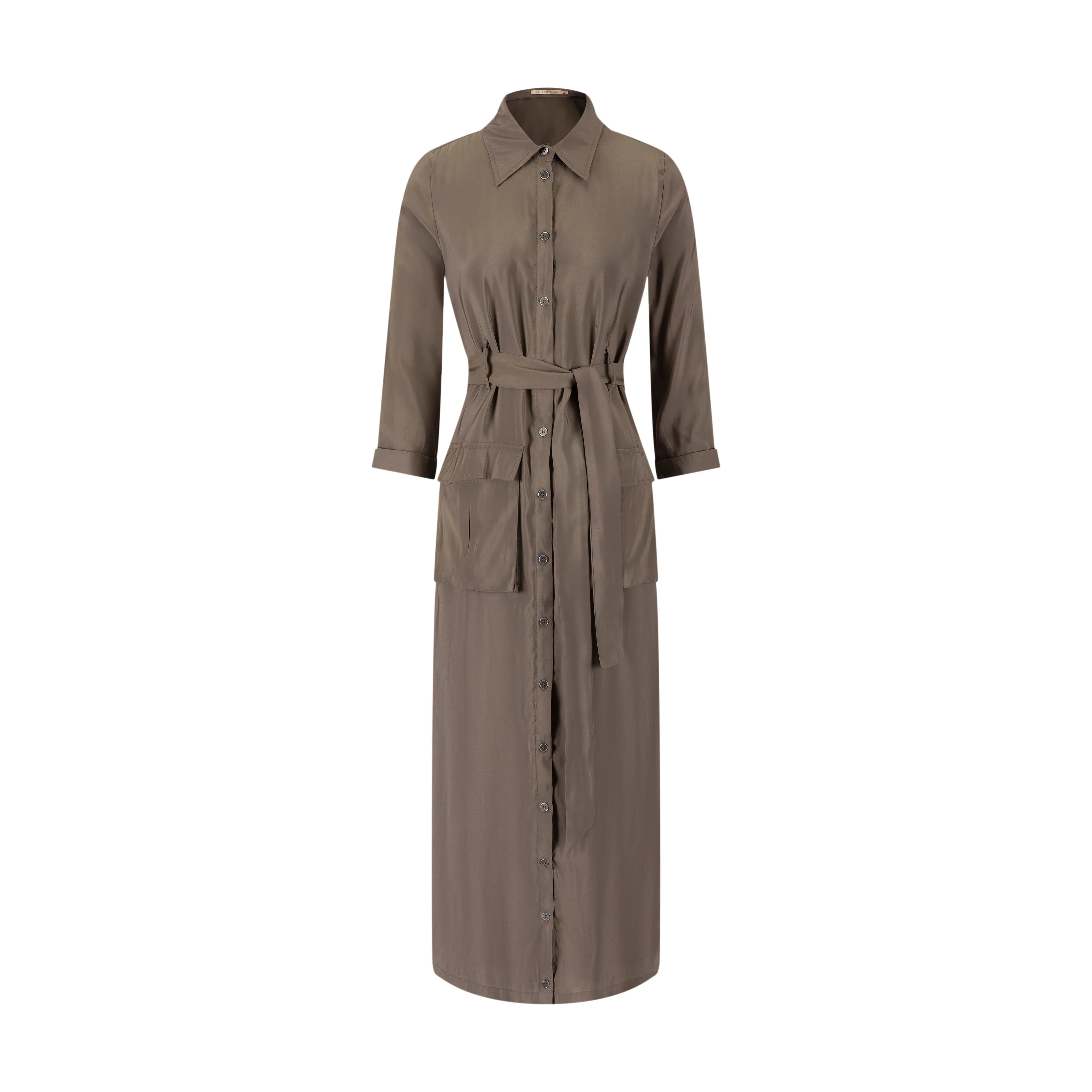 Cargo Linen Dress - Brown - Image 2