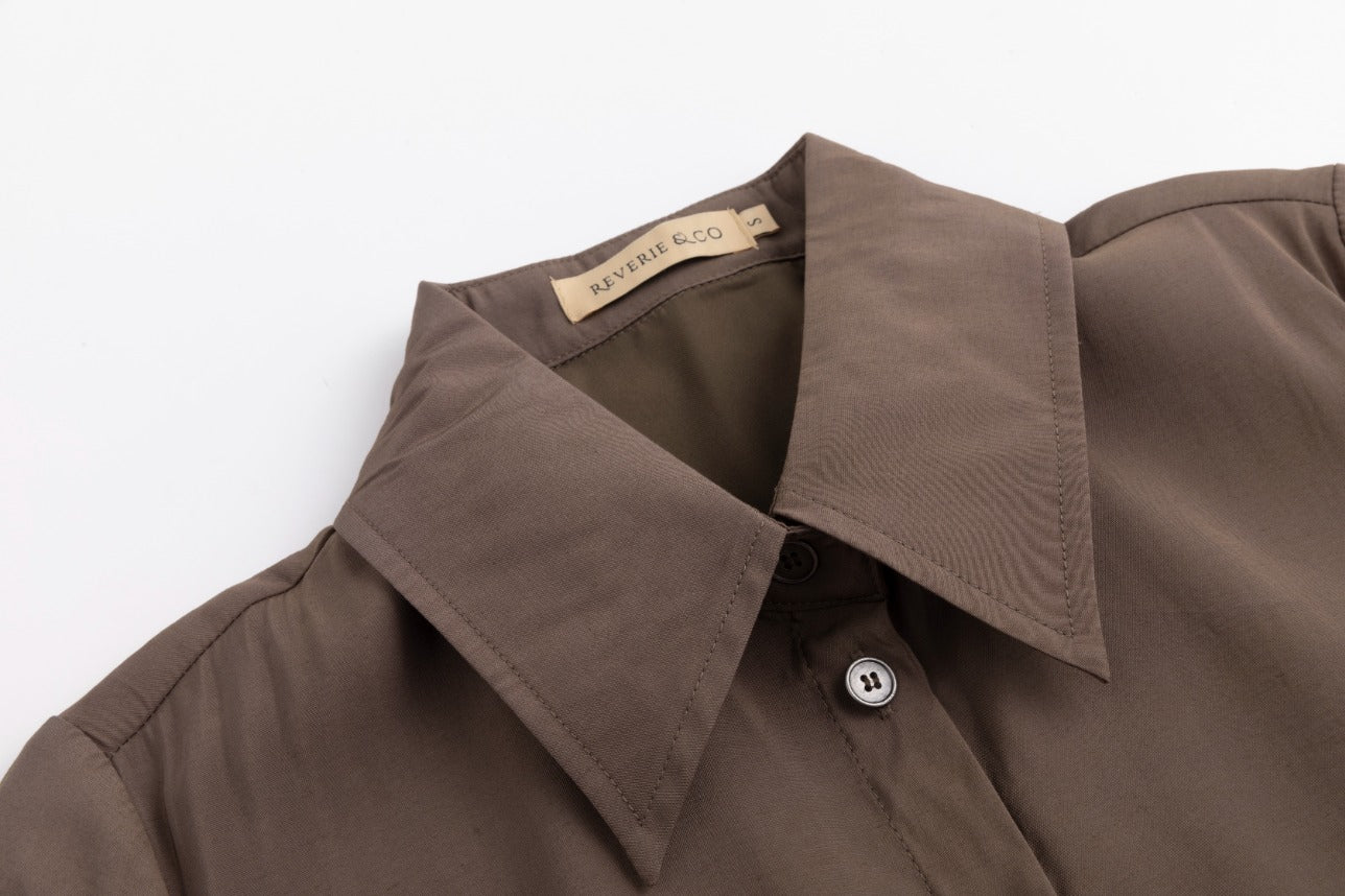 Cargo Linen Dress - Brown - Image 4