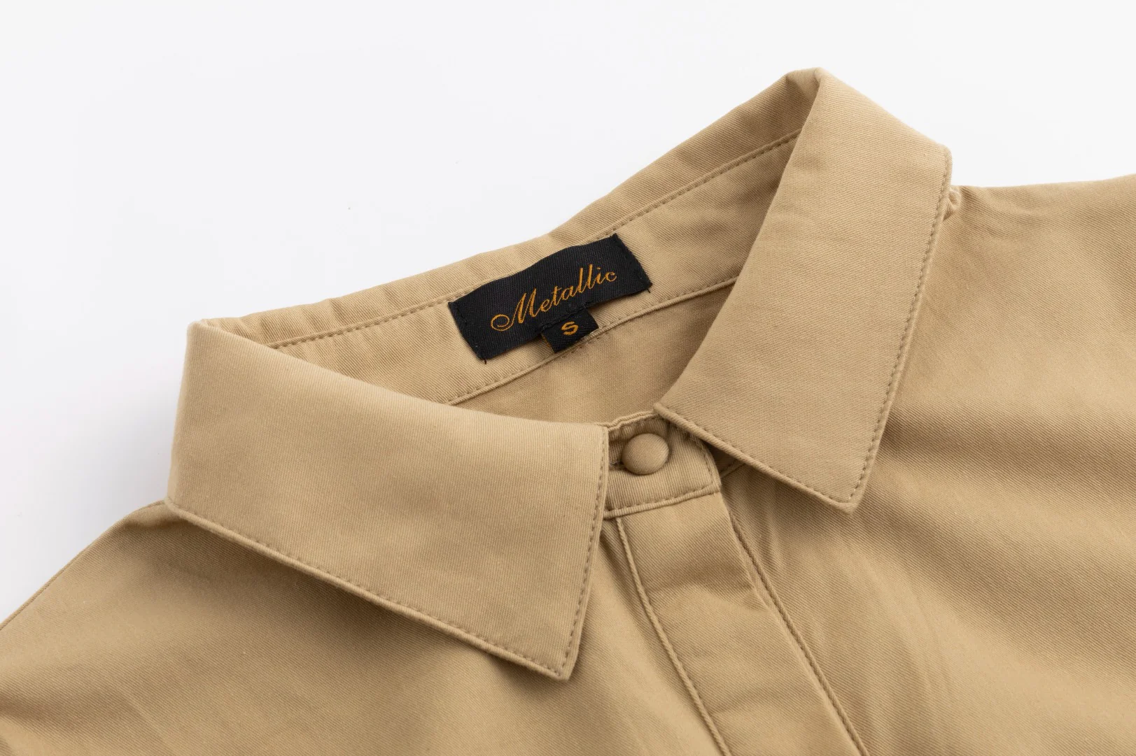 Cotton Blouse With Embroidered Sleeves - Tan - Image 3