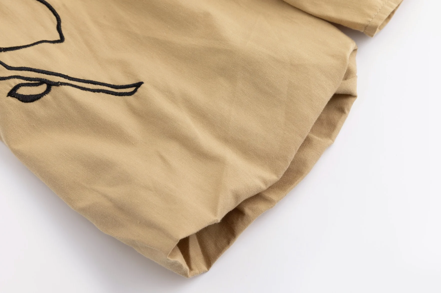 Cotton Blouse With Embroidered Sleeves - Tan - Image 4